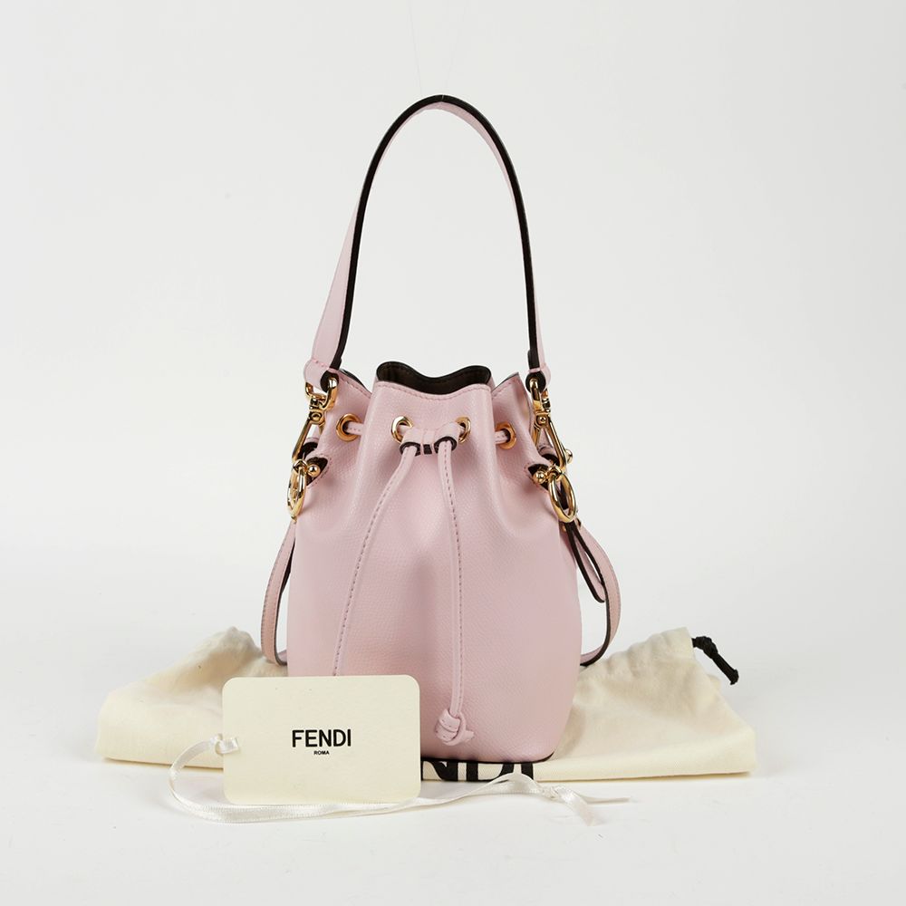Fendi Mini Pink Leather Montejo Bucket Tote Shoulder Bag 8BS010