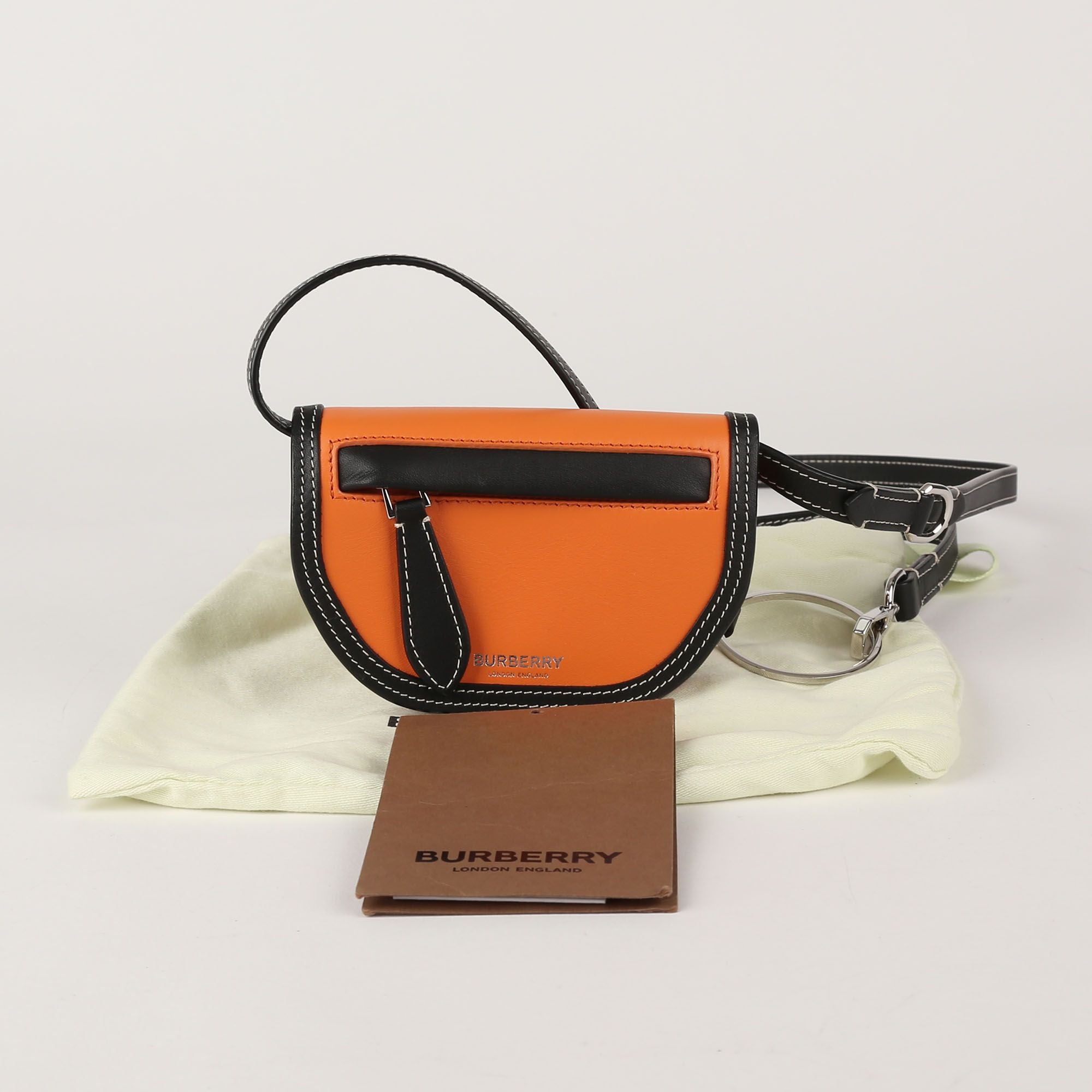 Burberry Deep Orange Leather Olympia Crossbody Bag 8040316