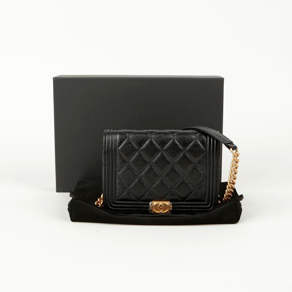 CHANEL Caviar Skin Boy Mini WOC Shoulder Crossbody Bag AP2464
