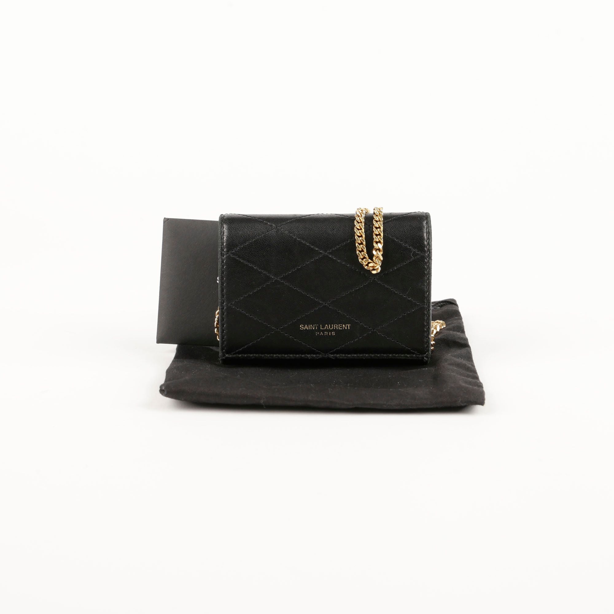 Saint Laurent Micro Paris Chain Wallet with Crossbody Strap 658590