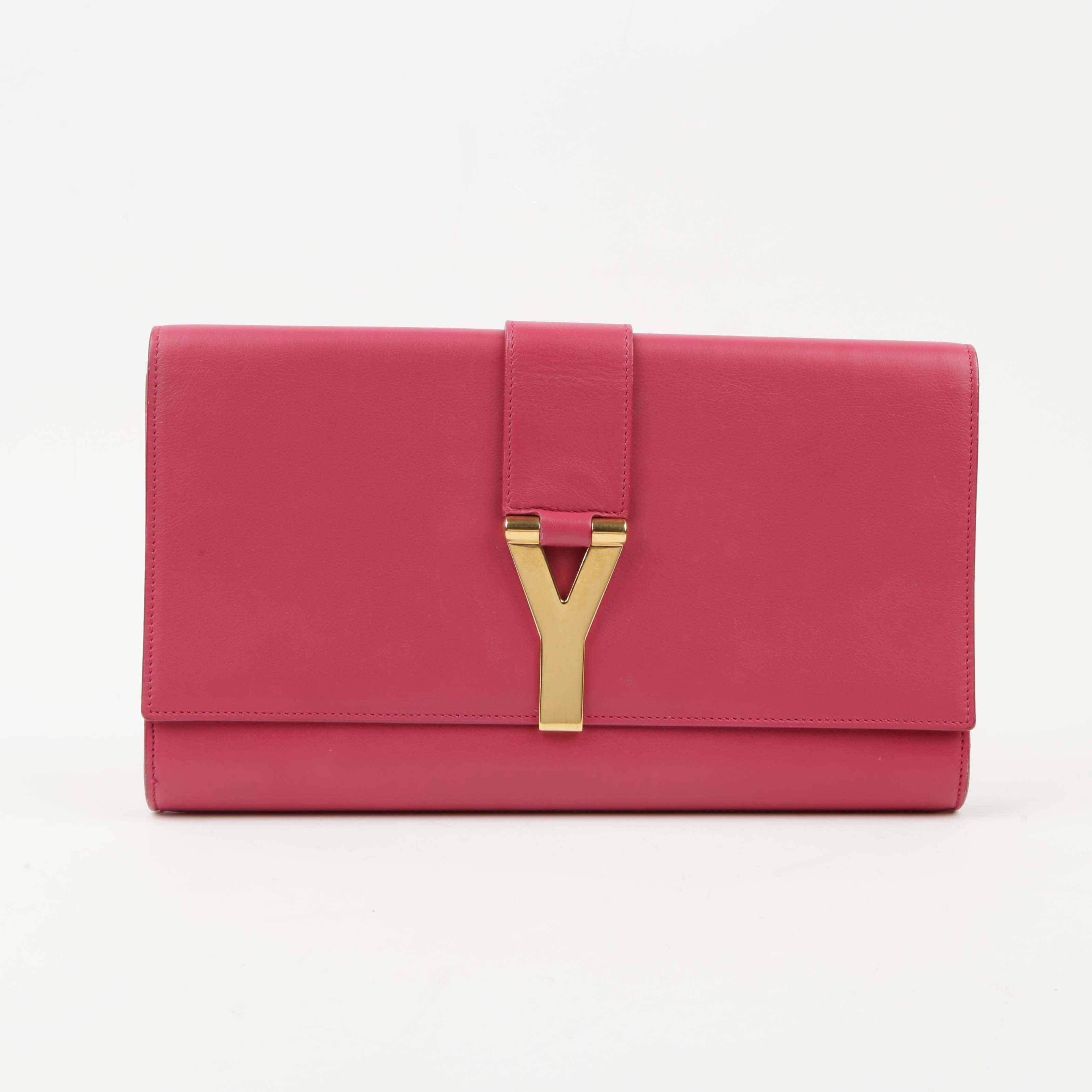 Saint Laurent Pink Leather Cabas Chic Clutch 311213