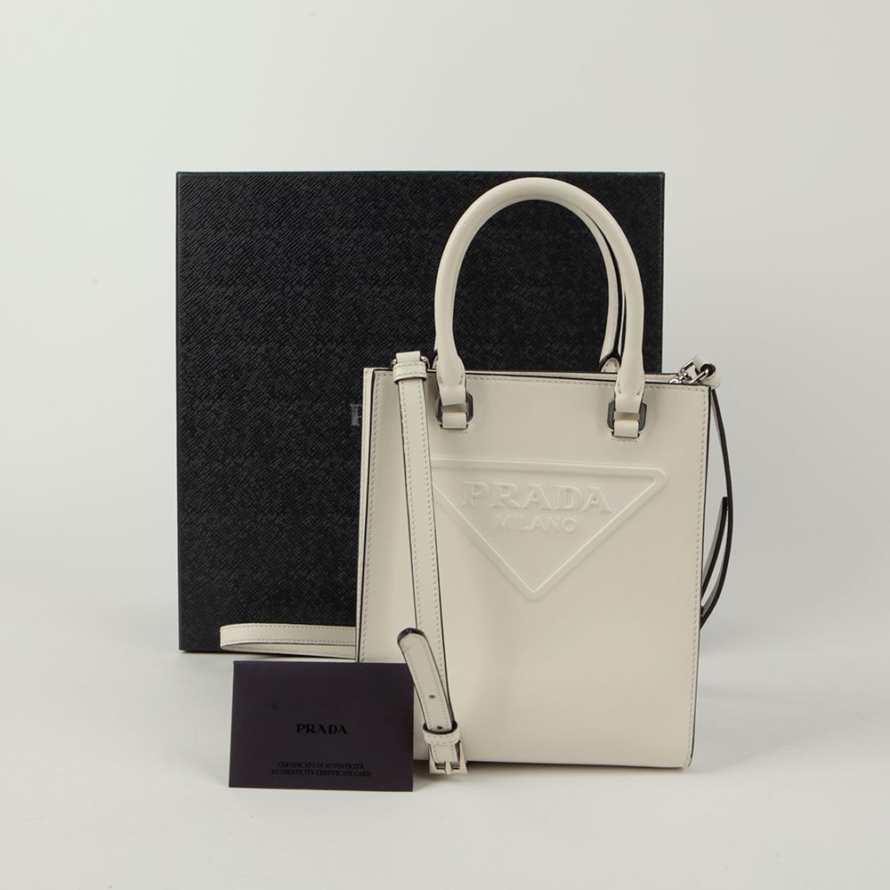 Prada Embossed Logo Small Tote Shoulder Bag 1BA333