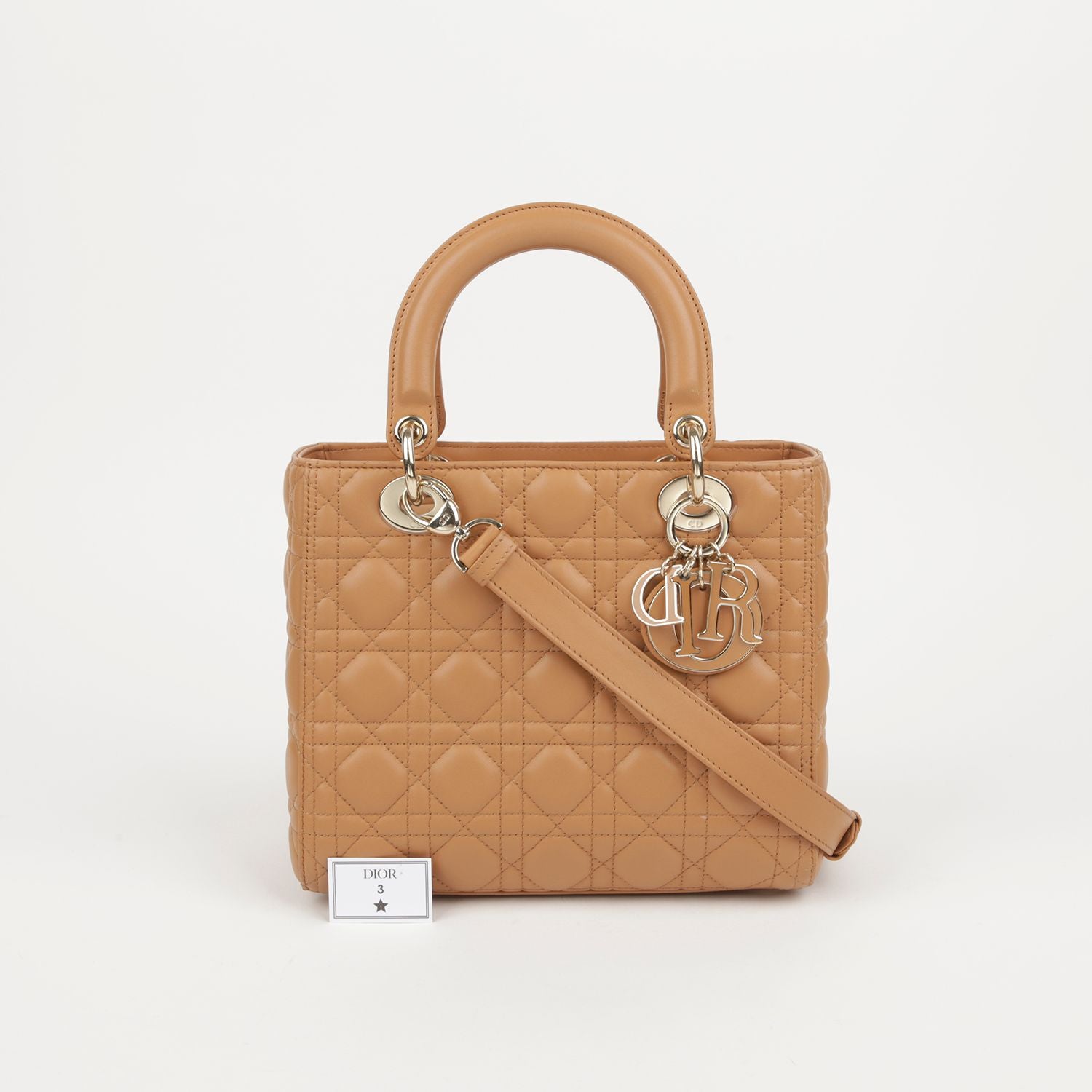Dior Medium Brown Cagnes Lambskin Lady Tote & Shoulder Bag M0565ONGE