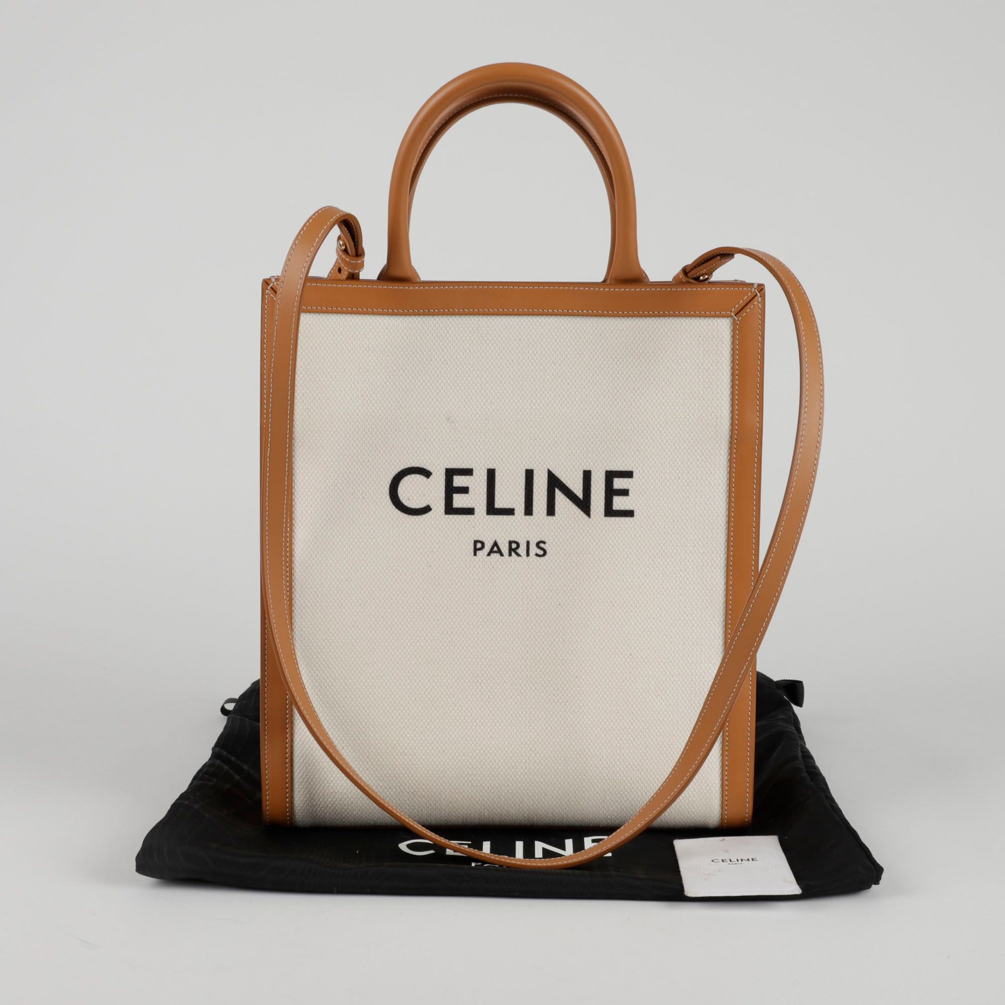 Celine Vertical Small Tote Bag with Crossbody Strap 192082BNZ