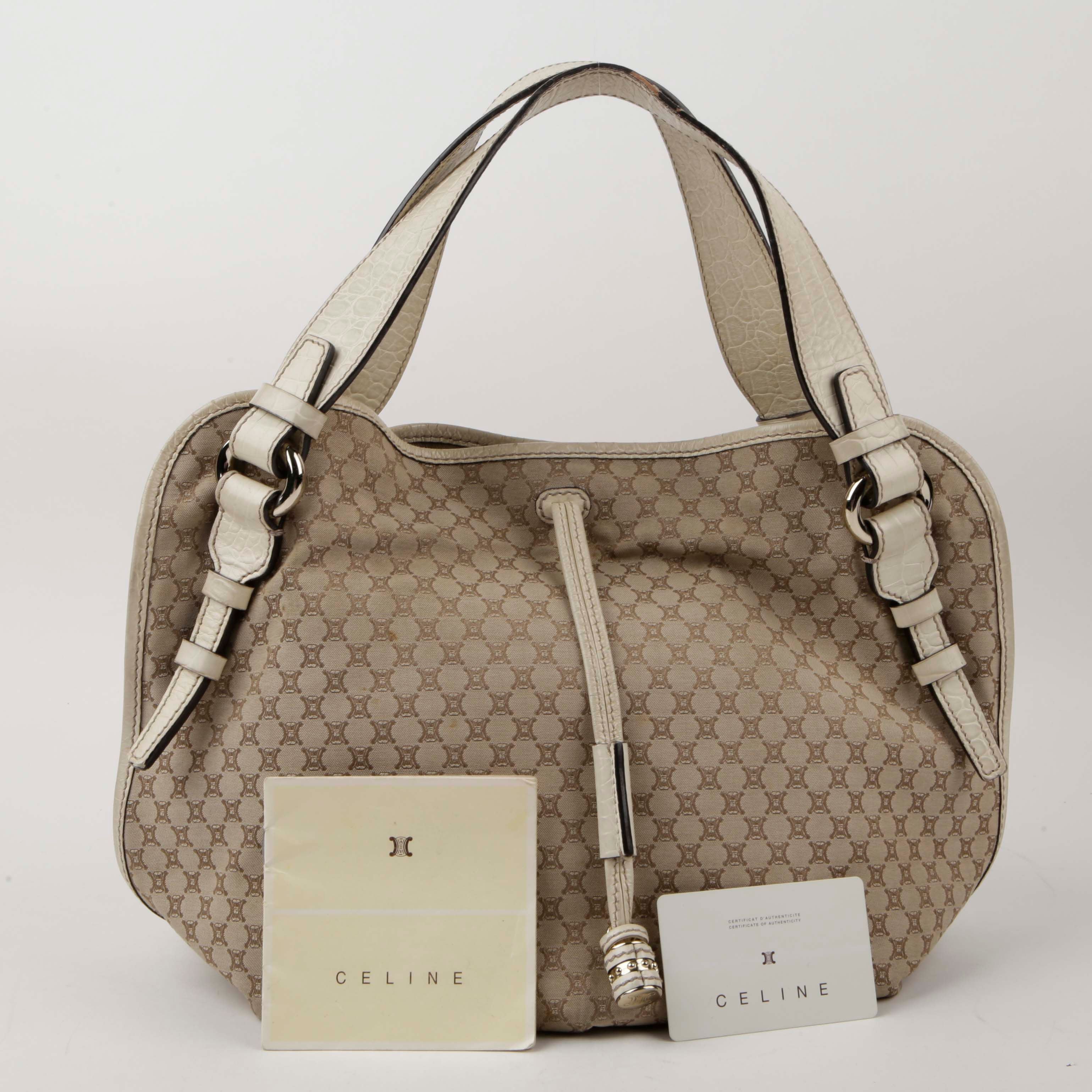 Celine Beige Jacquard Sweet Hobo Shoulder Bag 160662