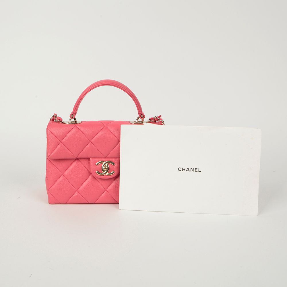 CHANEL Caviar Skin CC Logo Top Handle Tote Shoulder Bag - AS4711