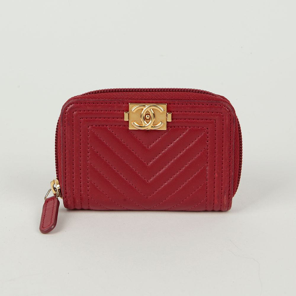CHANEL Men's Zip Card Wallet A80602 - Red (SKU: A80602)