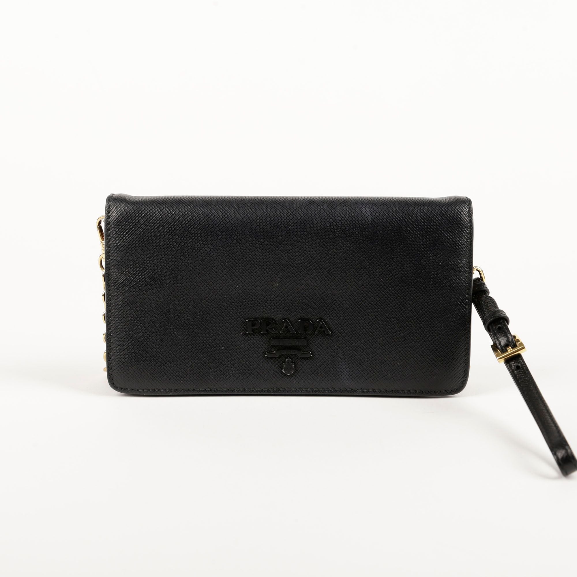 Prada Monochrome Chain Mini Wallet & Crossbody 1DH029