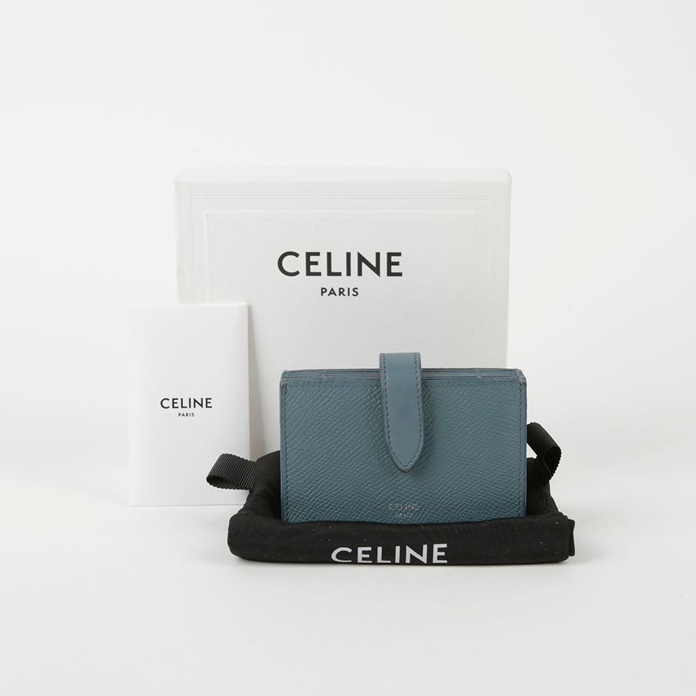 Celine Sky Blue Leather Accordion Card Wallet 10B693BFP