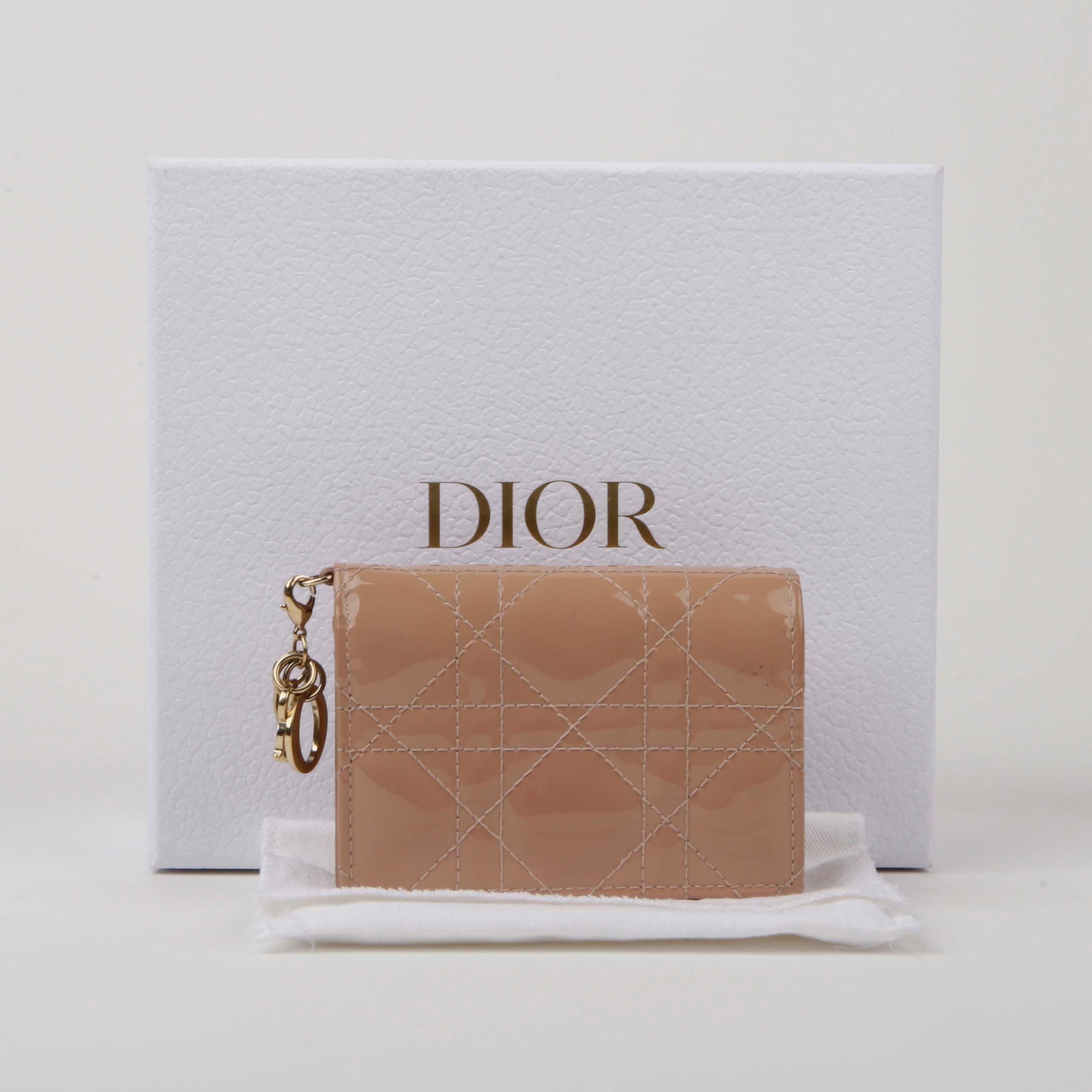 Dior Mini Rose Print Patent Canaluge Leather Lady Wallet S0178OVRB