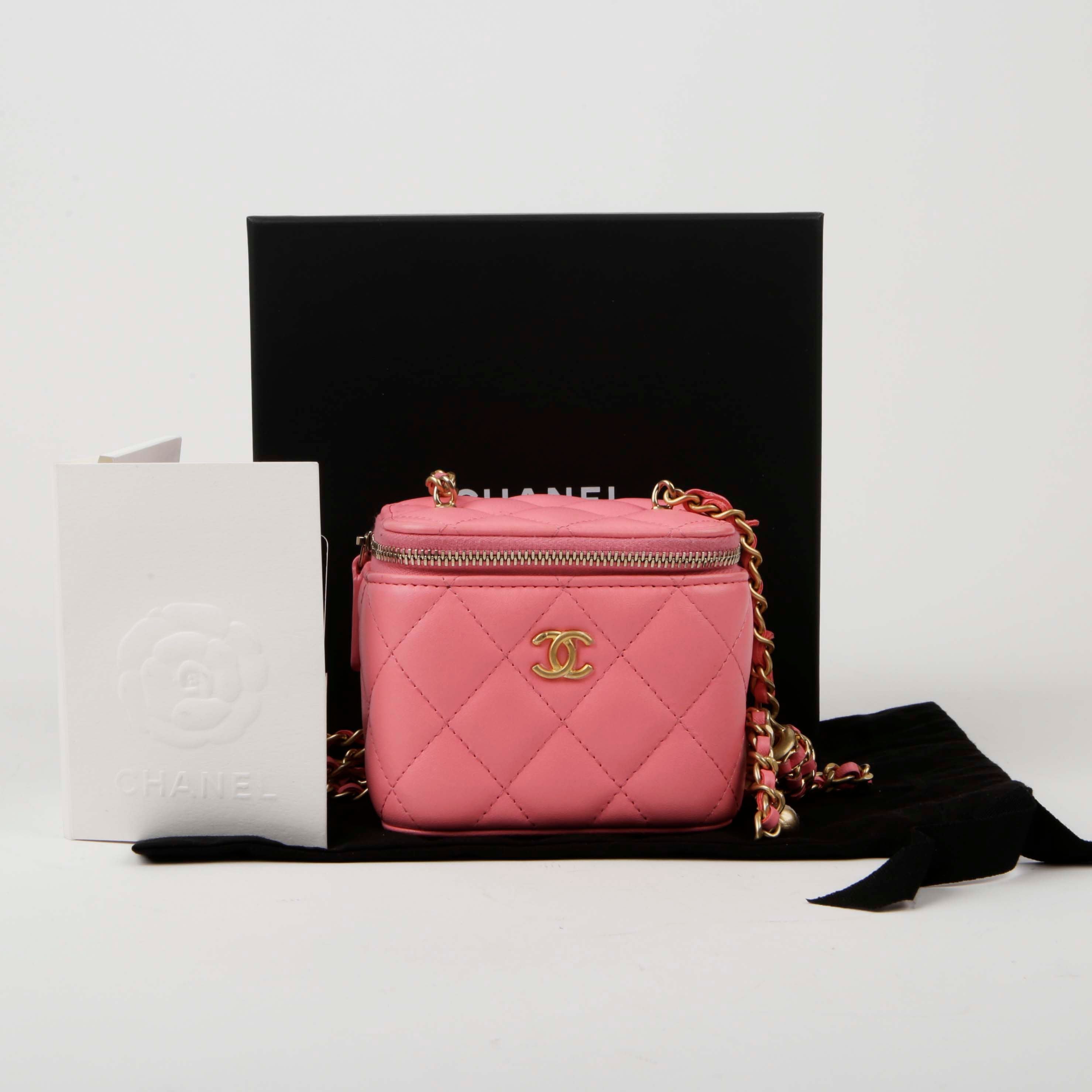 CHANEL Pink Lambskin Vanity Golden Ball Shoulder Crossbody Bag AP1447