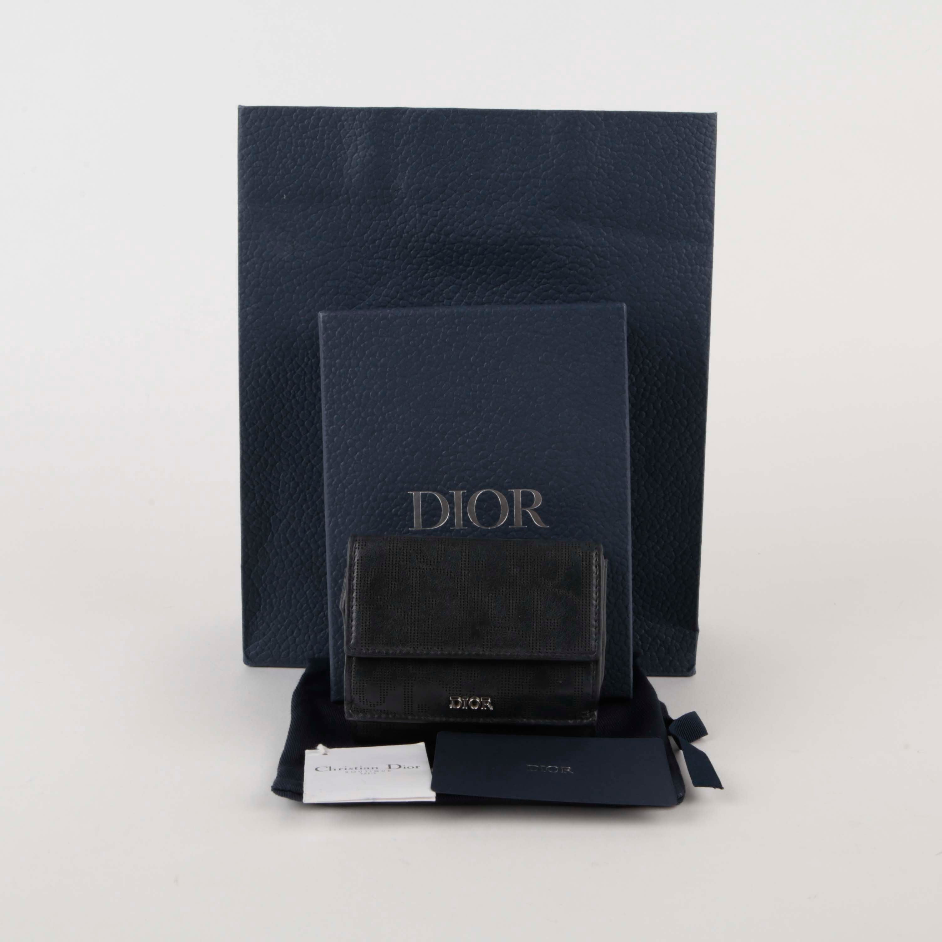 Dior Black Obleek Galaxy Leather 3-Tier Wallet 2ESBC110VPD