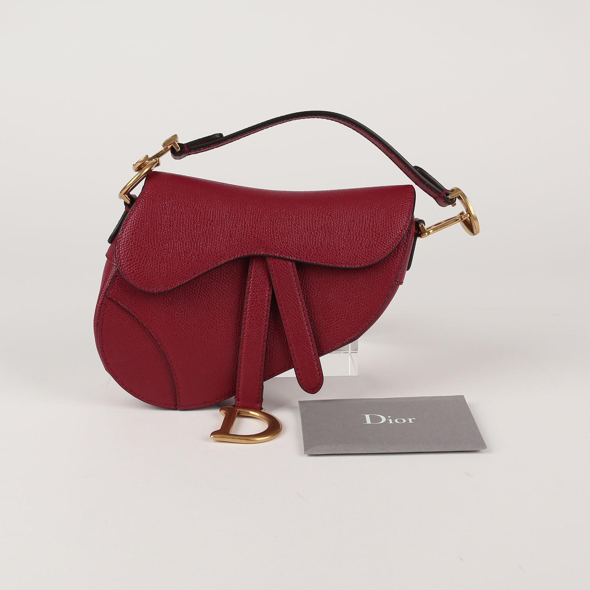 Dior Mini Red Grain Calfskin Saddle Shoulder Bag M0447CBAA