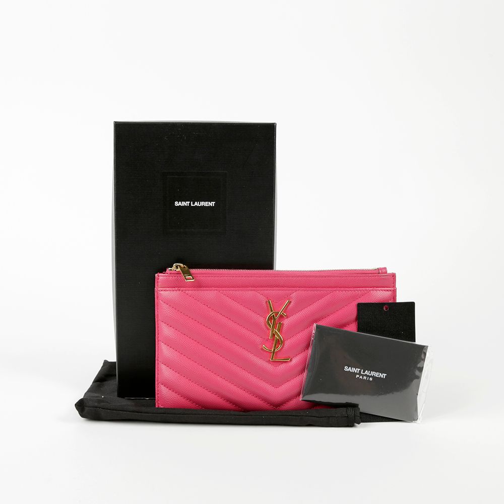 Saint Laurent Pink Grand de Poudre Leather Bill Pouch 504922