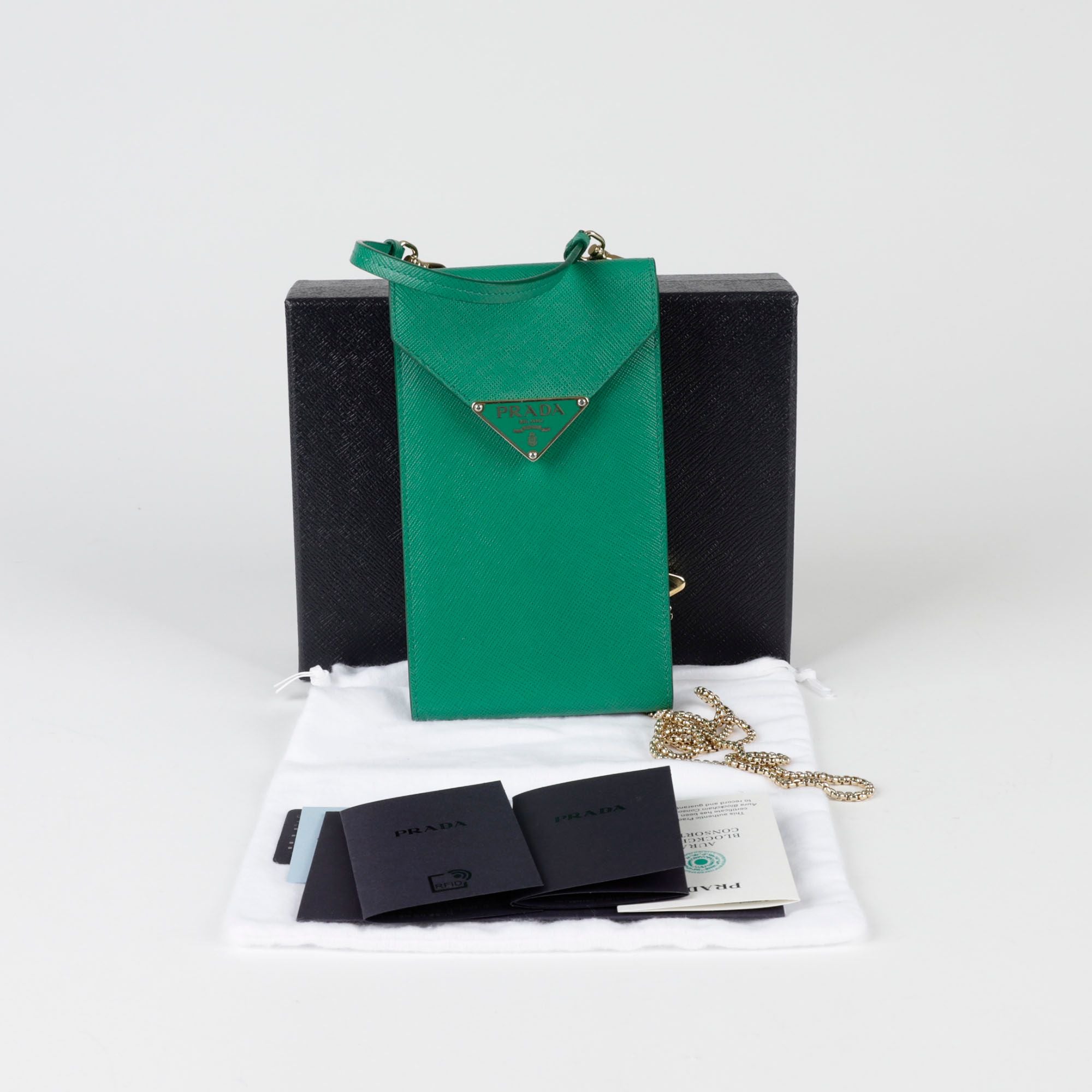Prada Mini Triangle Logo Chain Tote and Shoulder Bag 1BP050