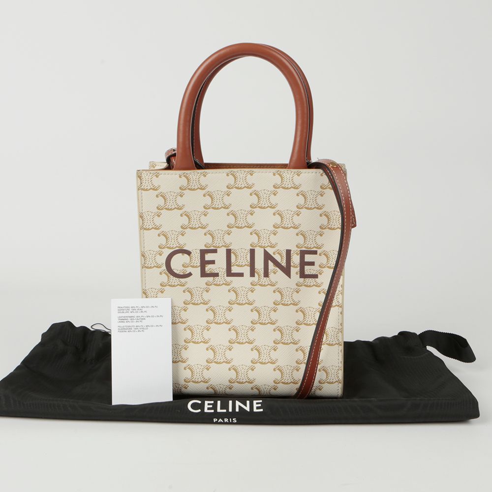 Celine Vertical Canvas Mini Tote Shoulder Bag 194372BZK