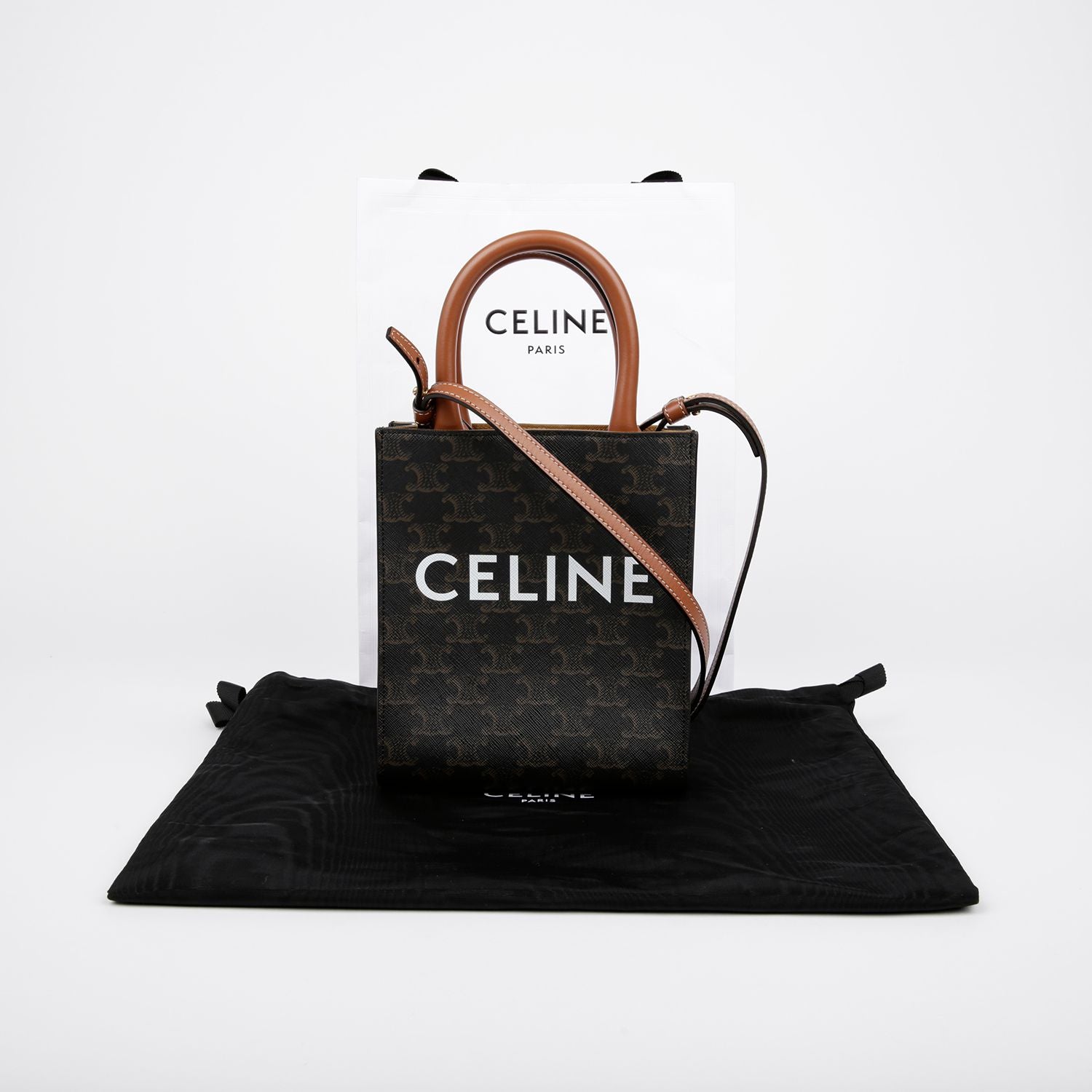 Celine Vertical Canvas Mini Tote Shoulder Bag 194372BZK