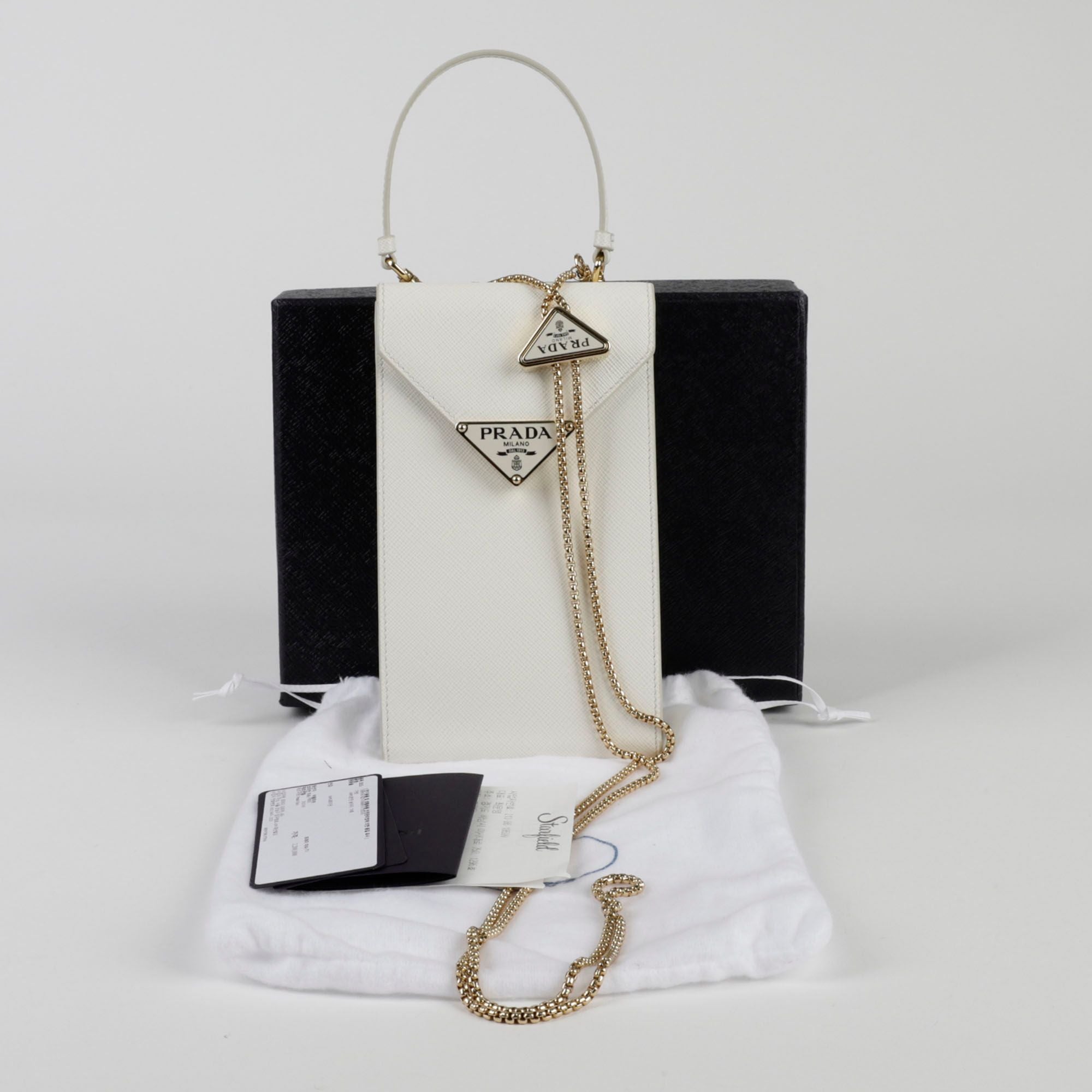Prada Mini Triangle Logo Chain Tote Shoulder Bag 1BP050