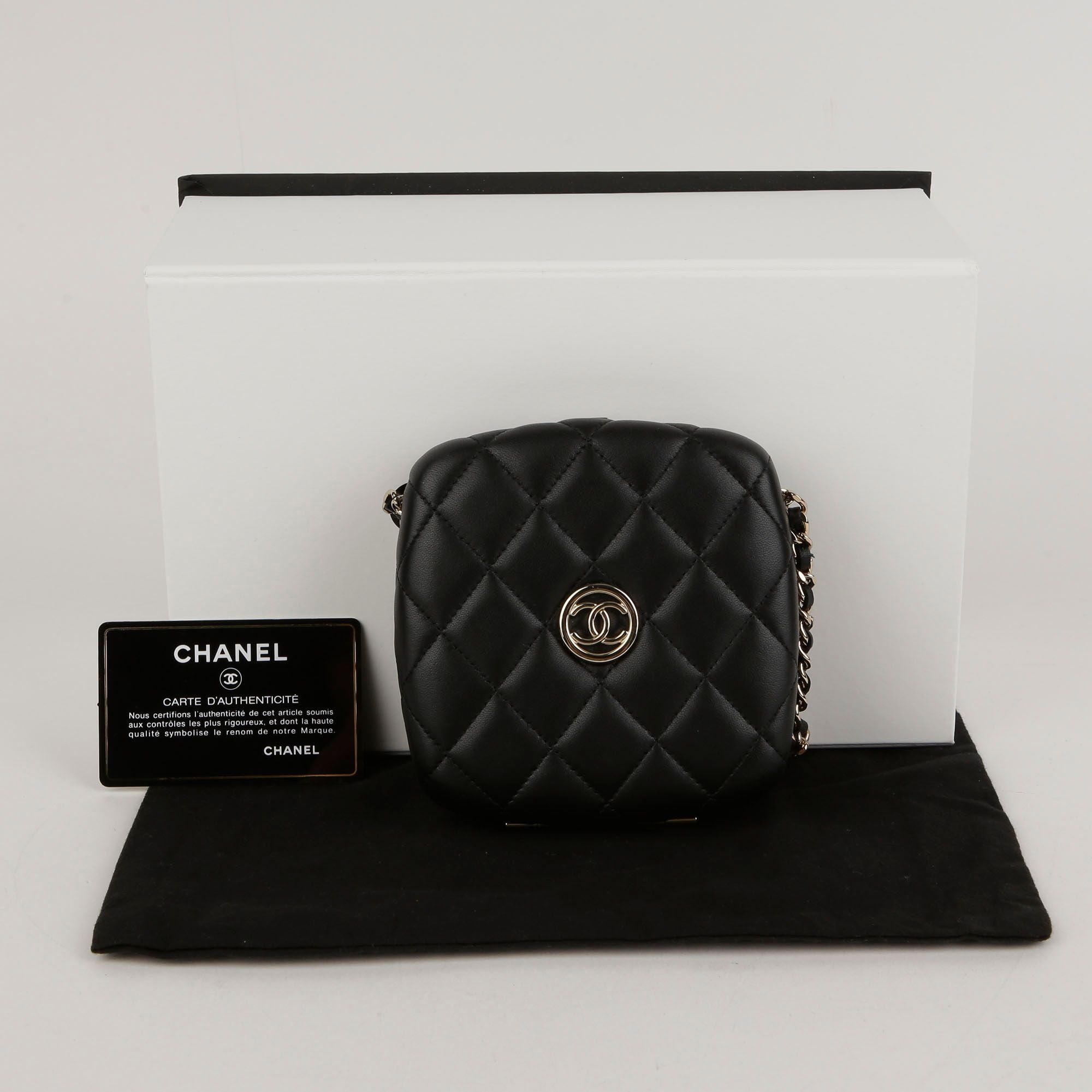 CHANEL Mini Black Lambskin Chain Shoulder & Crossbody Bag AP2772