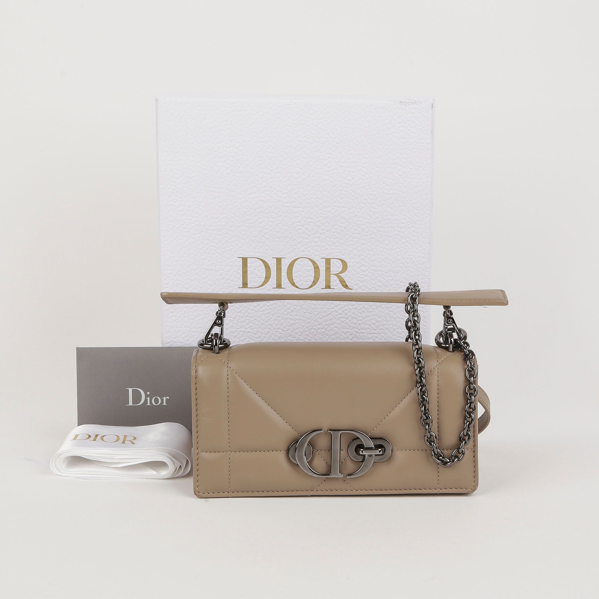 Dior Beige Lambskin Leather Montaigne 30 Pouch Tote Shoulder Bag M9224BNNA