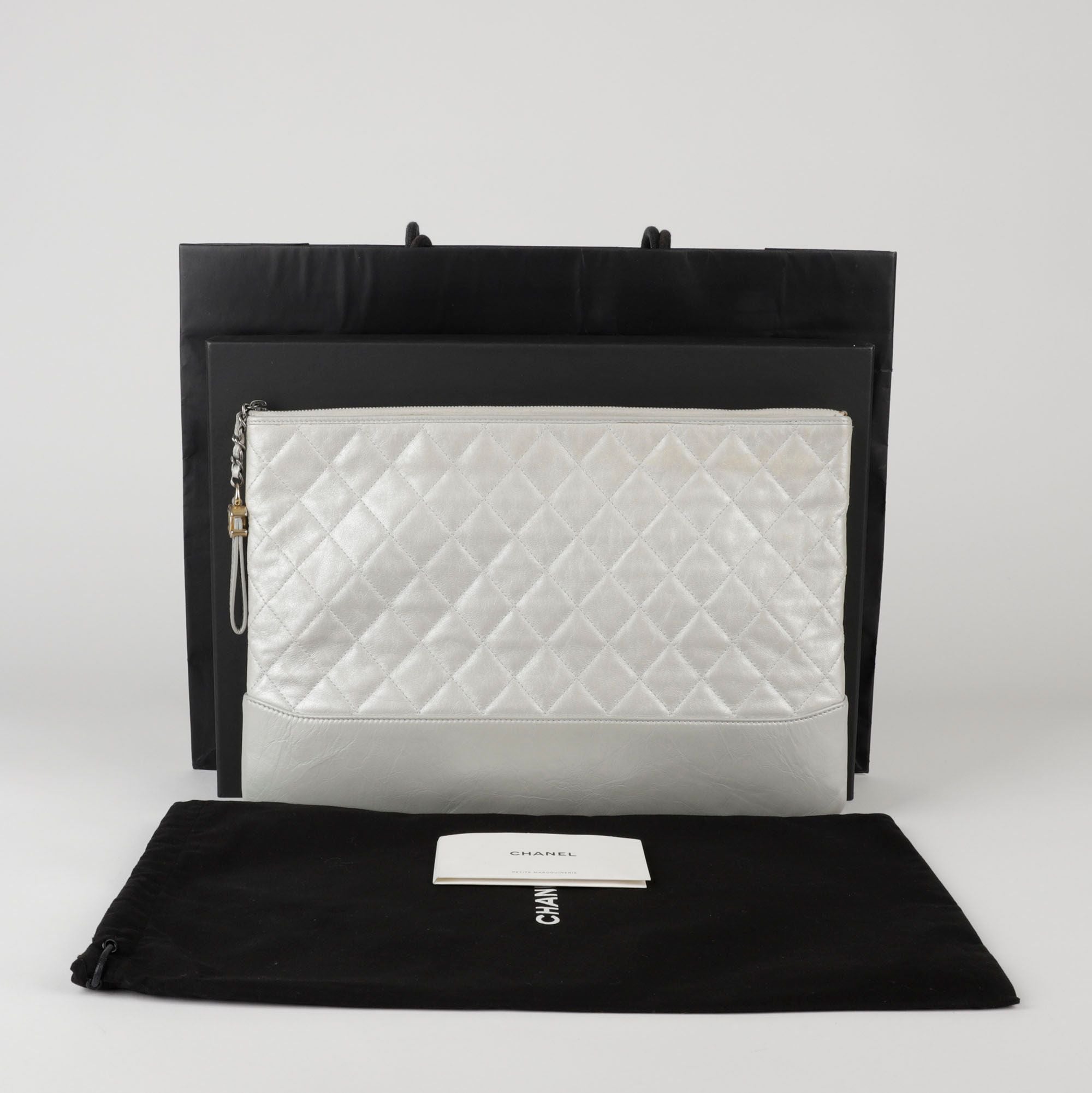 CHANEL White Calfskin Gabrielle Clutch Bag A84288