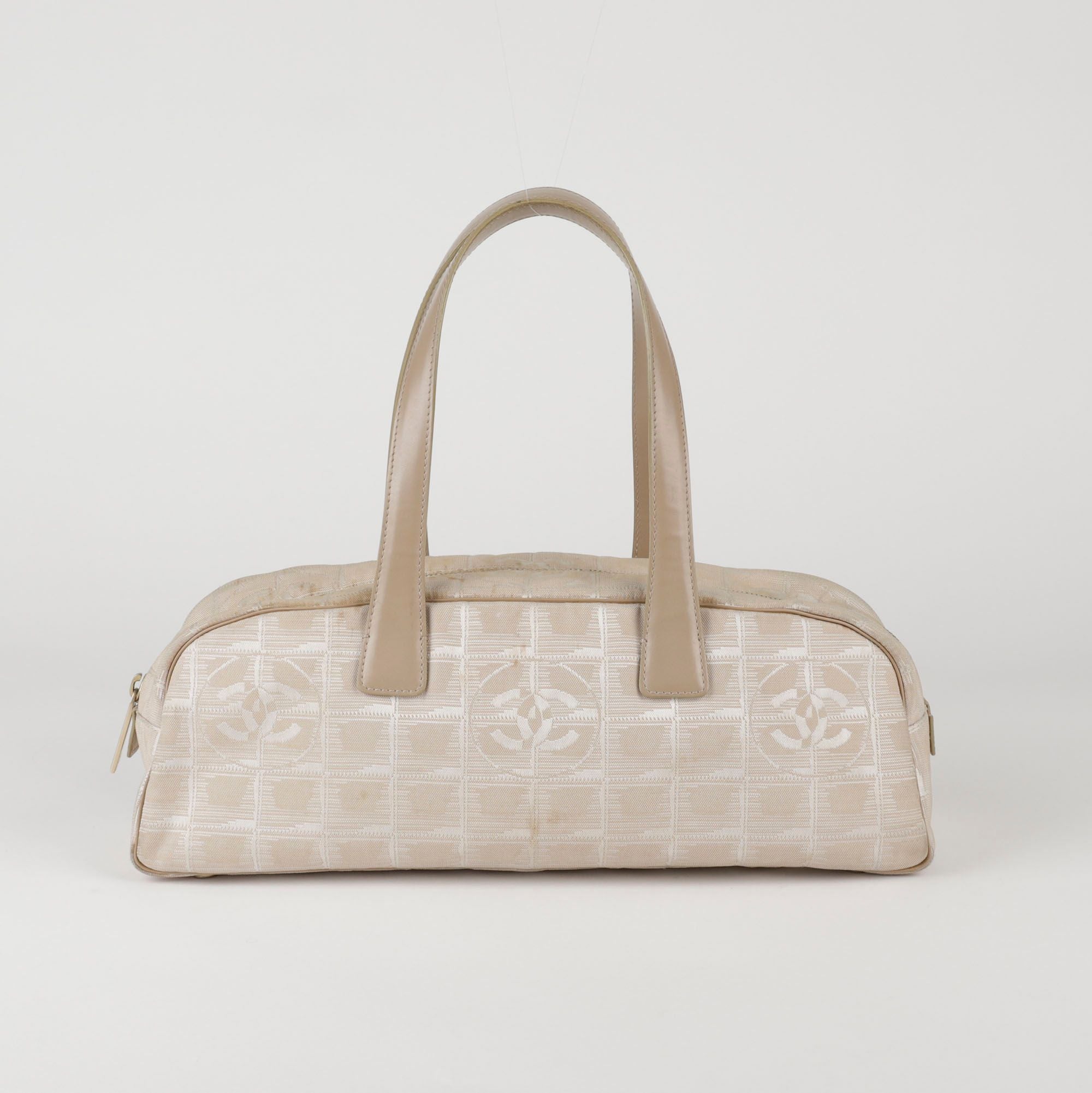 CHANEL Beige Fabric Travel Tote Shoulder Bag - SKU 8