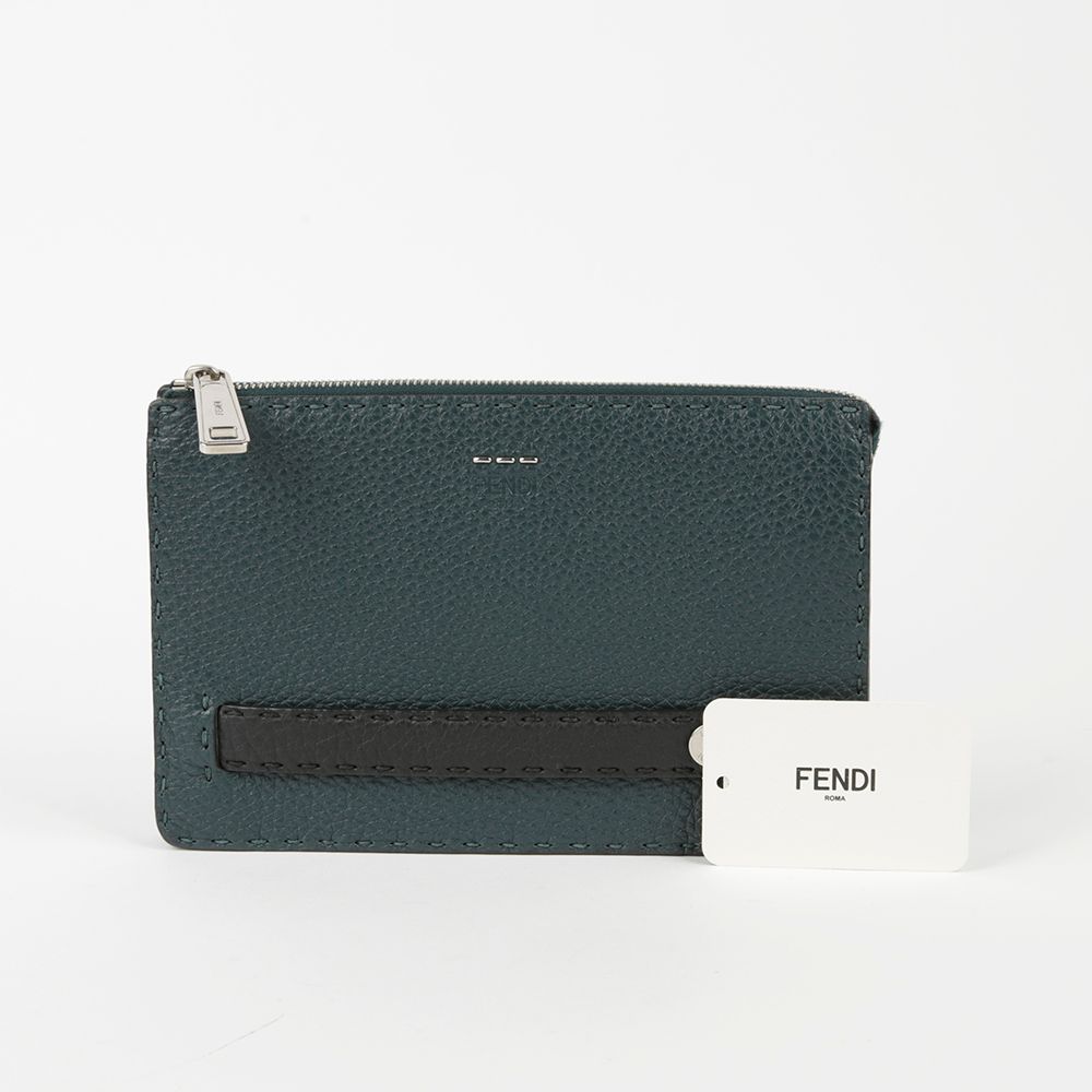 Fendi Green Leather Clutch 7VA350