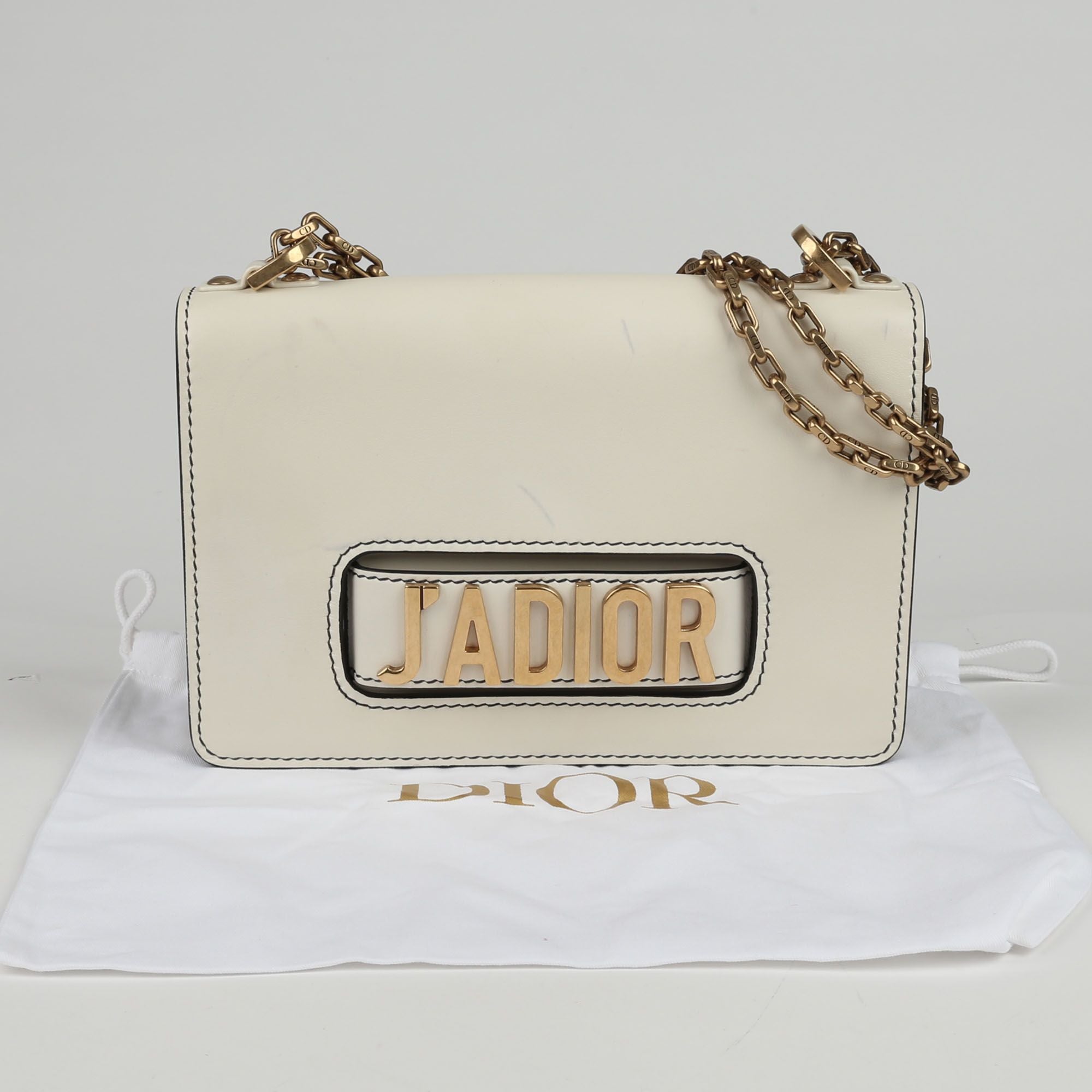 Dior White Leather Self-Flap Shoulder Crossbody Bag M9000CVWU