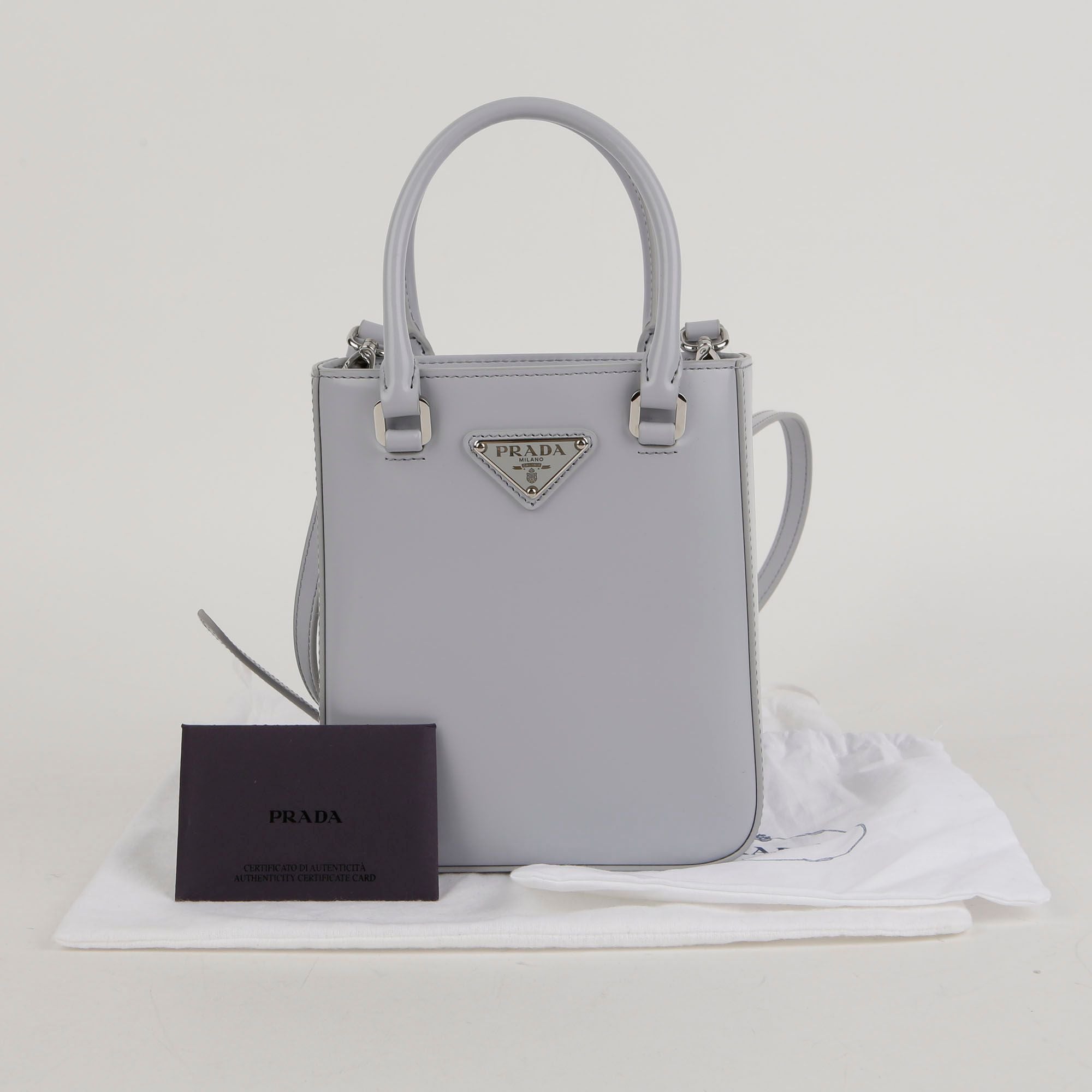 Prada Small Conflower Brushed Leather Tote Shoulder Bag - 1BA331