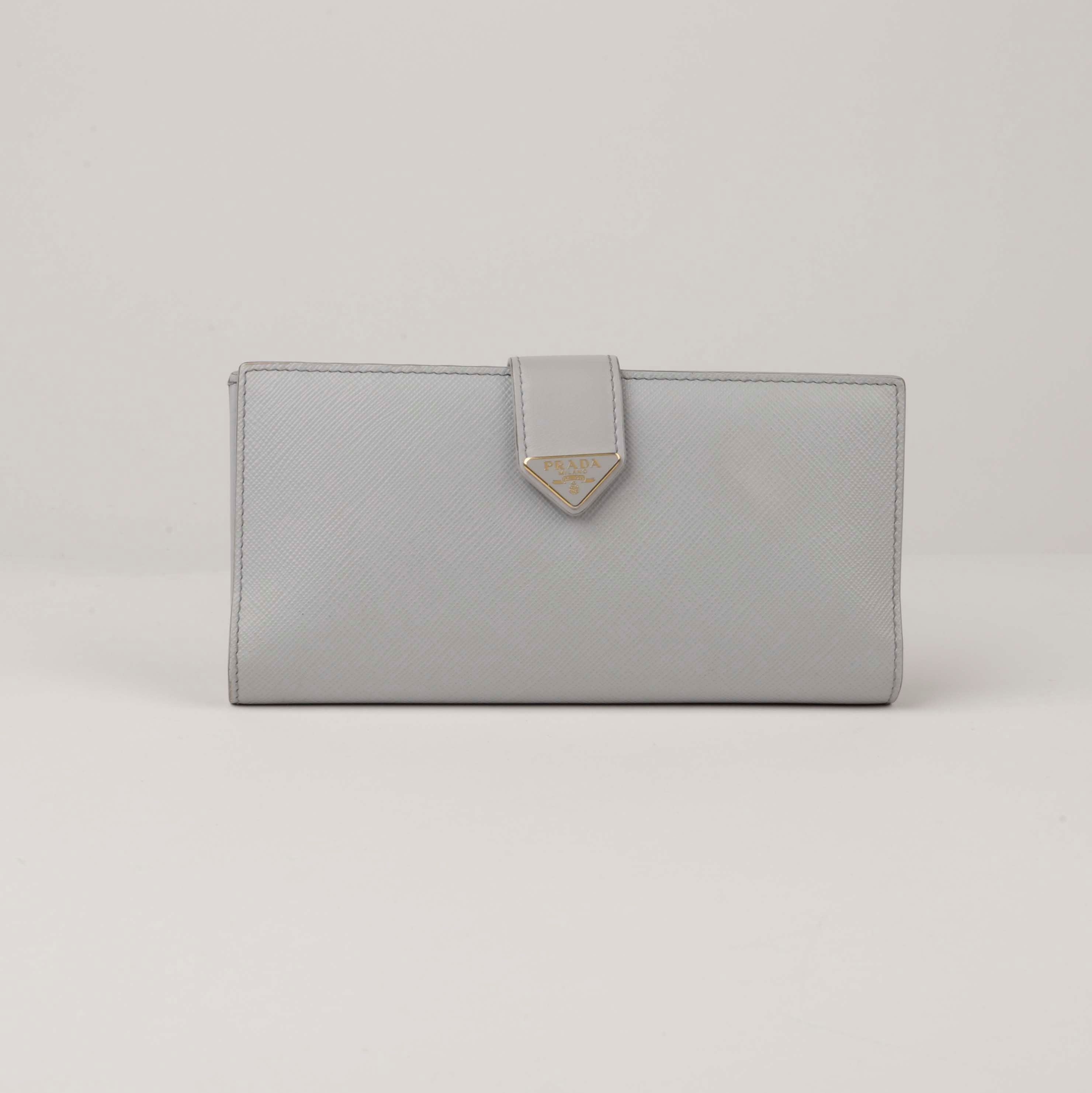 Prada Sky Blue Saffiano Leather Wallet 1MV025