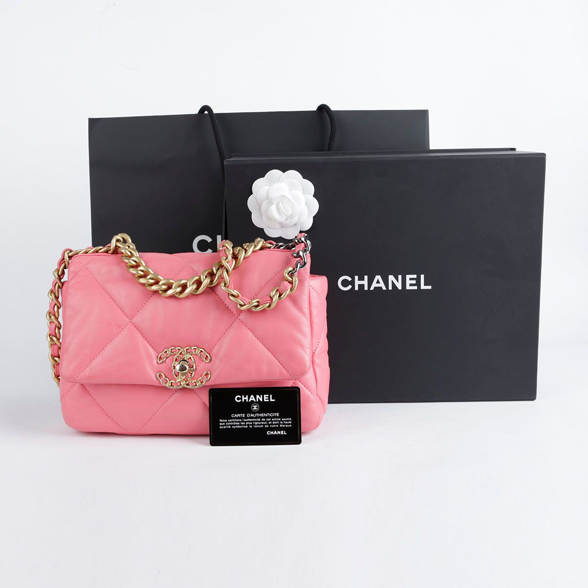 CHANEL Pink Lambskin Chain Shoulder Bag AS1160 - Medium Size