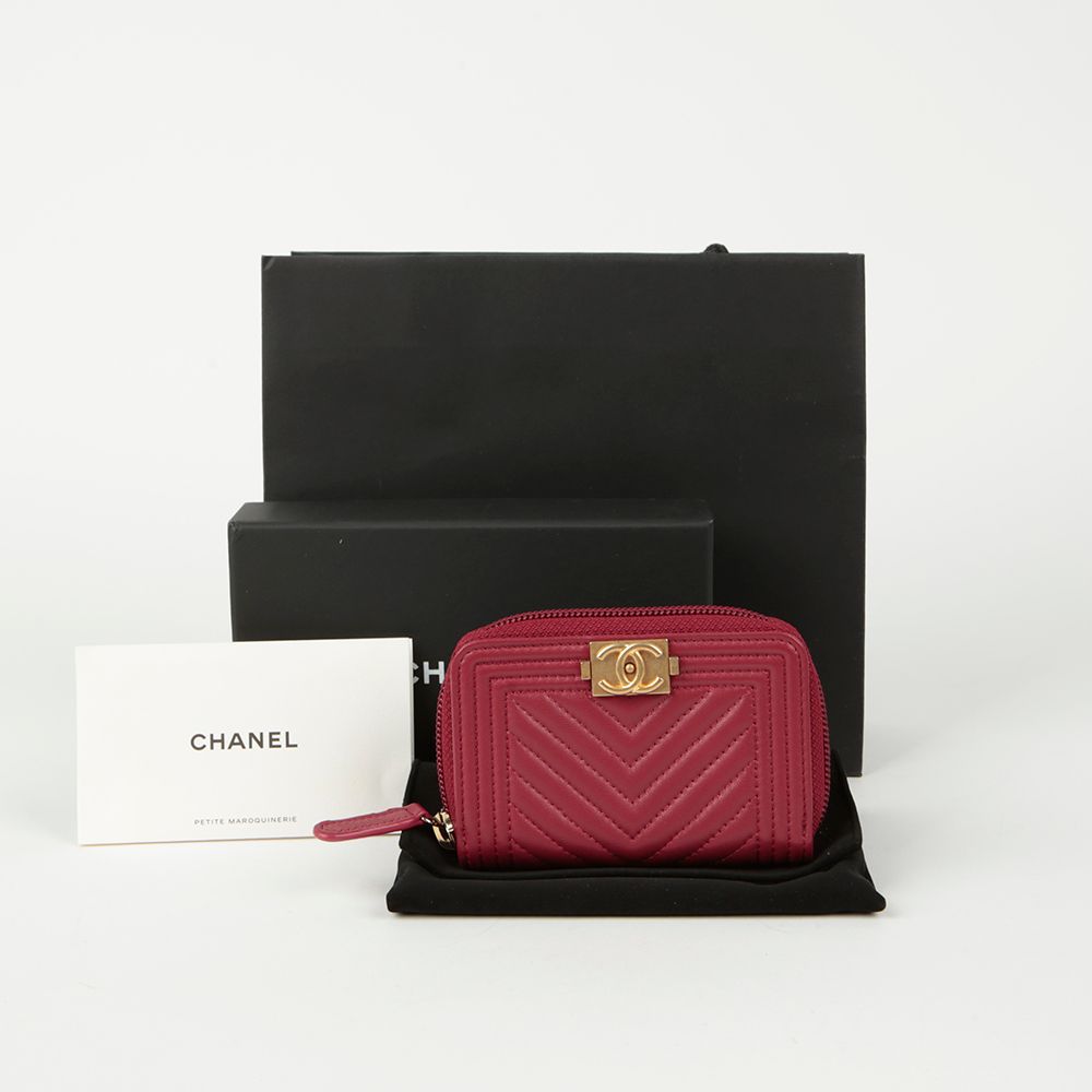 CHANEL Chevron Boy Zipper Coin Wallet A80602 - SKU 28