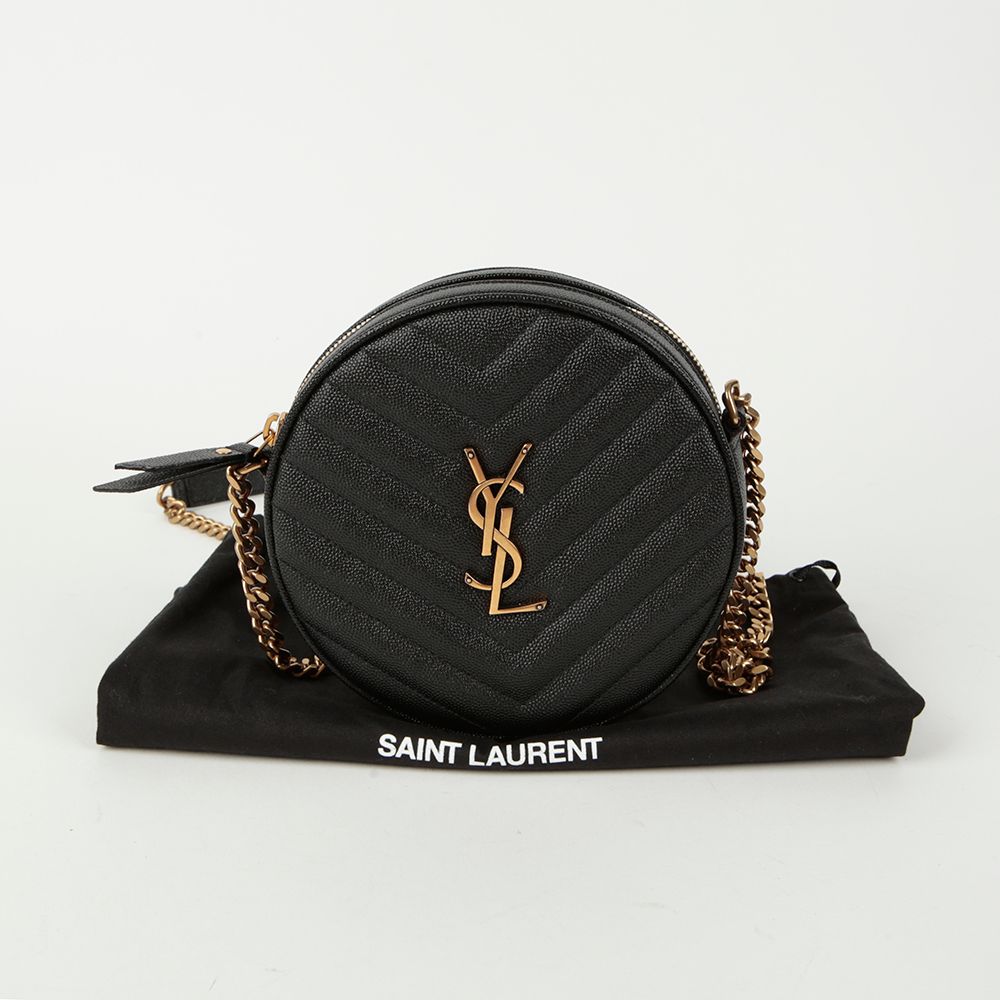 Saint Laurent Vinyl Round Camera Shoulder Crossbody Bag 610436