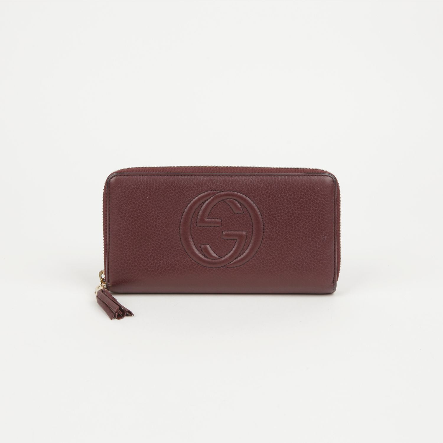 Gucci Burgundy Leather Soho Tassel Long Wallet 282413