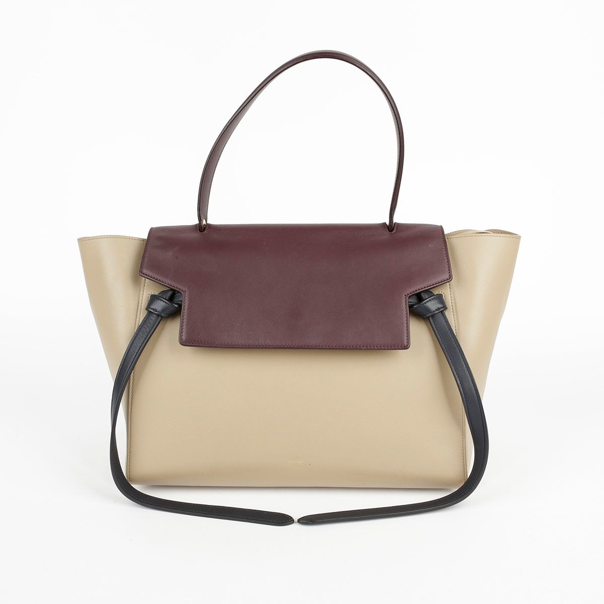 Celine Burgundy Two-Tone Leather Tote and Shoulder Bag 175523
