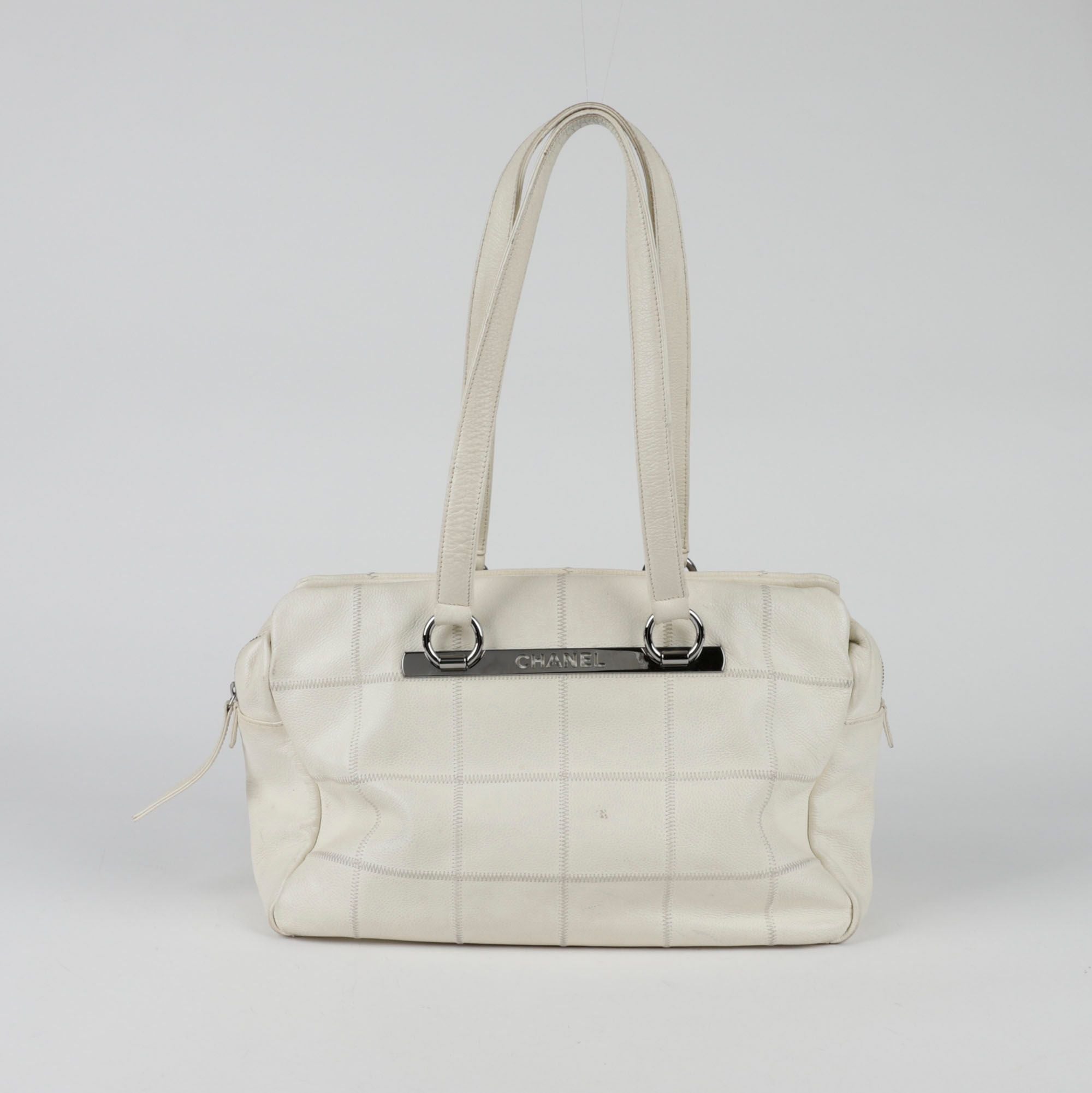 CHANEL Caviar Skin Chocobar Stitch Bowling Tote Bag SKU 9