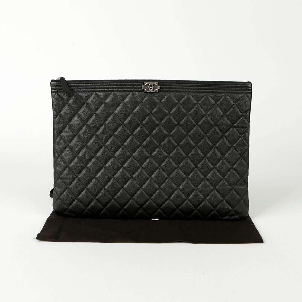 CHANEL Caviar Boy Large Clutch A84407