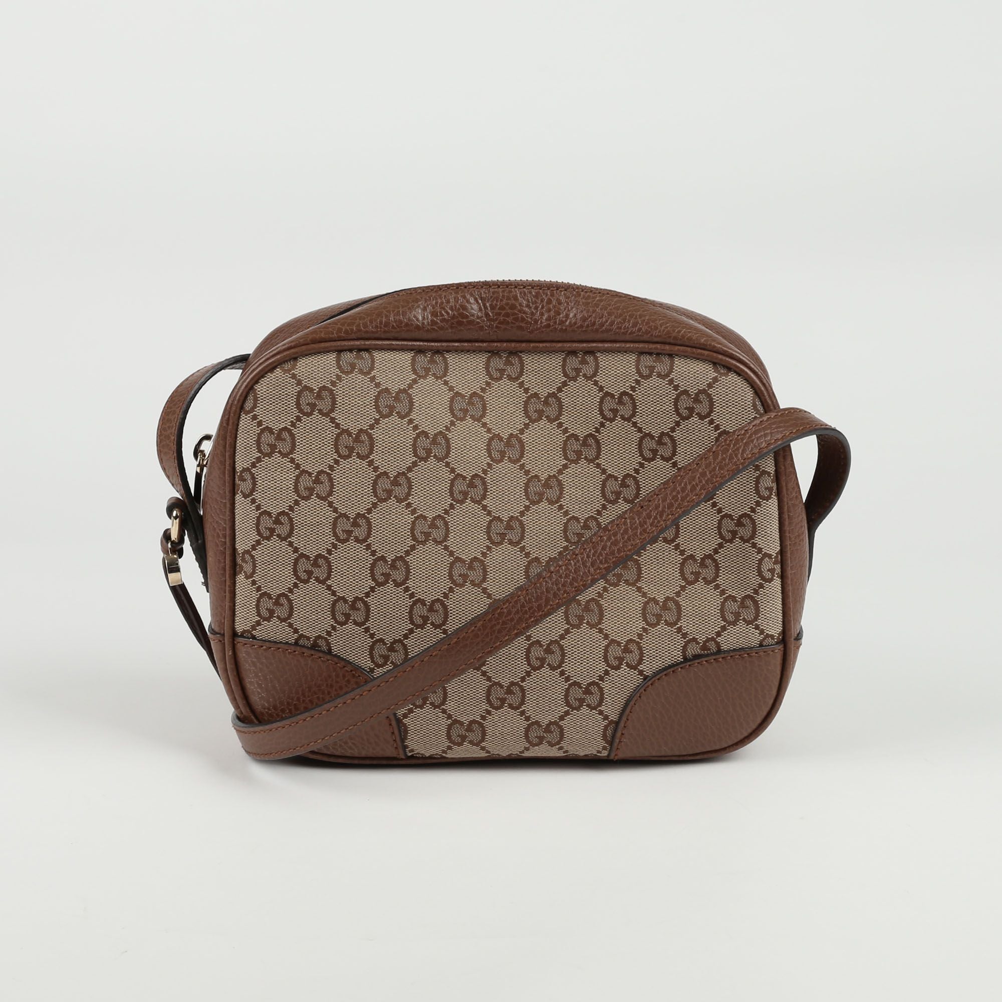 Gucci Brown Canvas Leather Trim Disco Shoulder & Crossbody Bag 449413