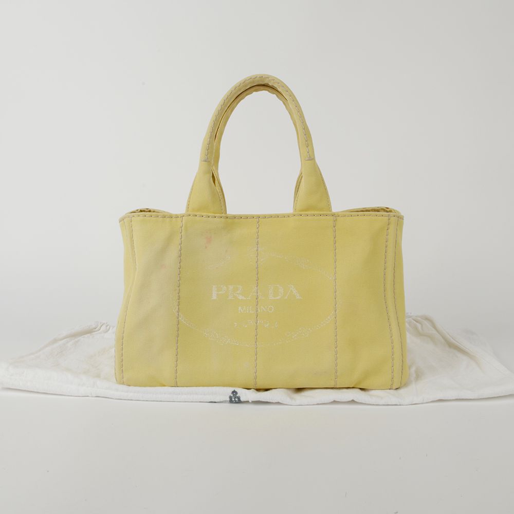 Prada Yellow Fabric Canvas Tote Bag B1877B