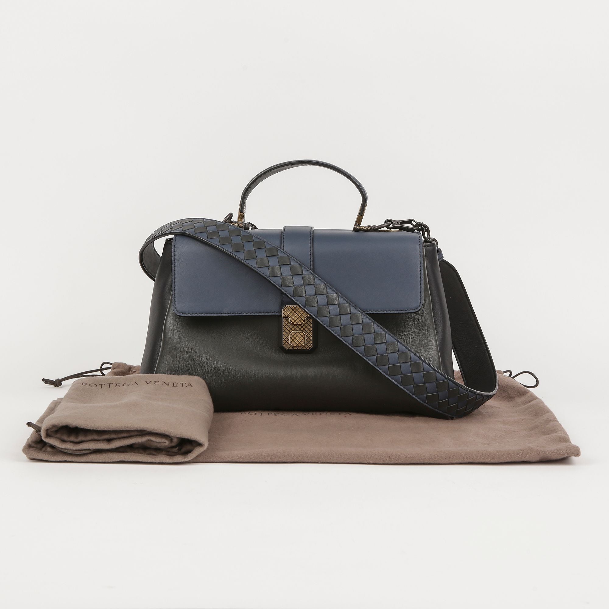 Bottega Veneta Two-Tone Intricately Leather Piazza Tote Shoulder Bag SKU123