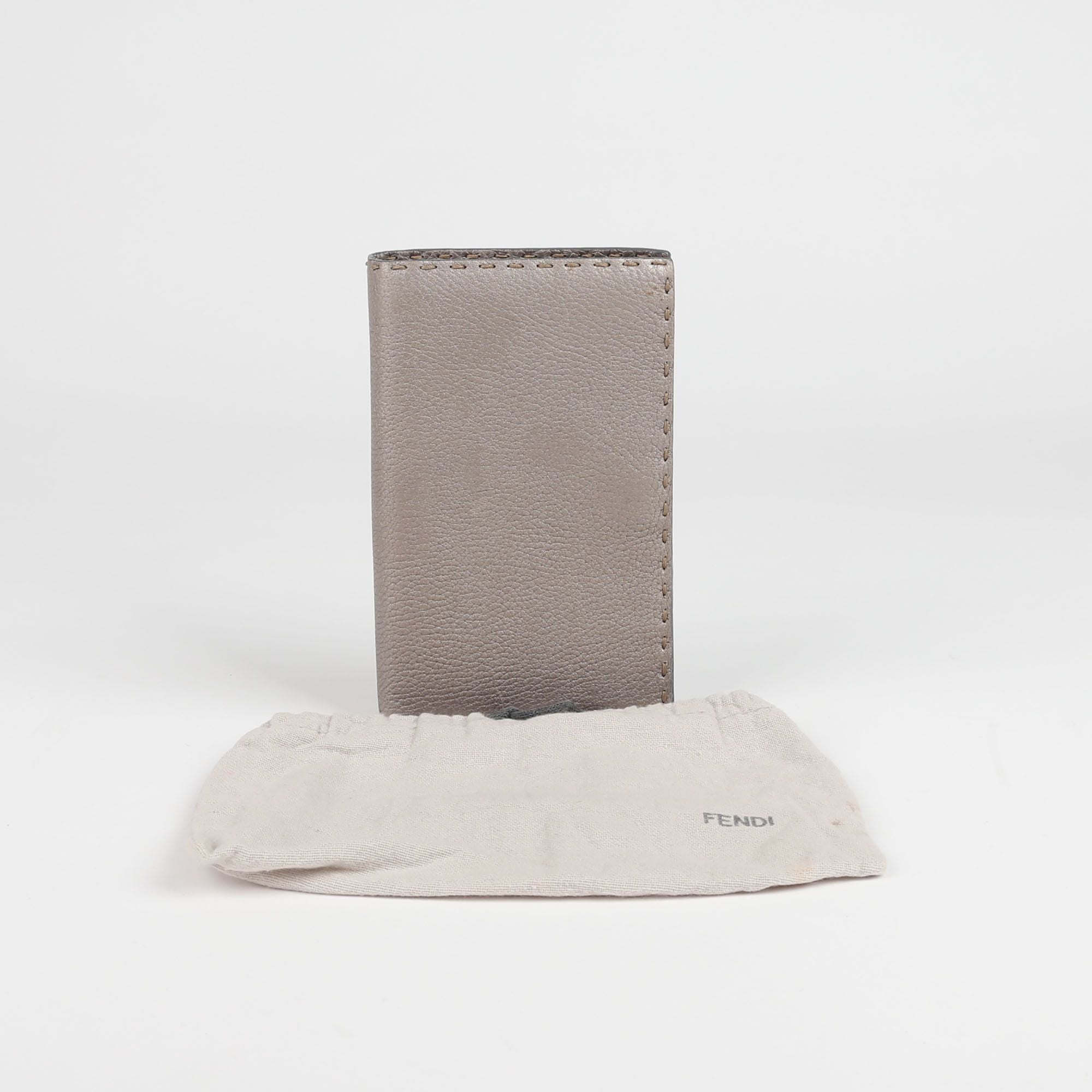 Fendi Metallic Gray Leather Celleria Wallet 8M0229