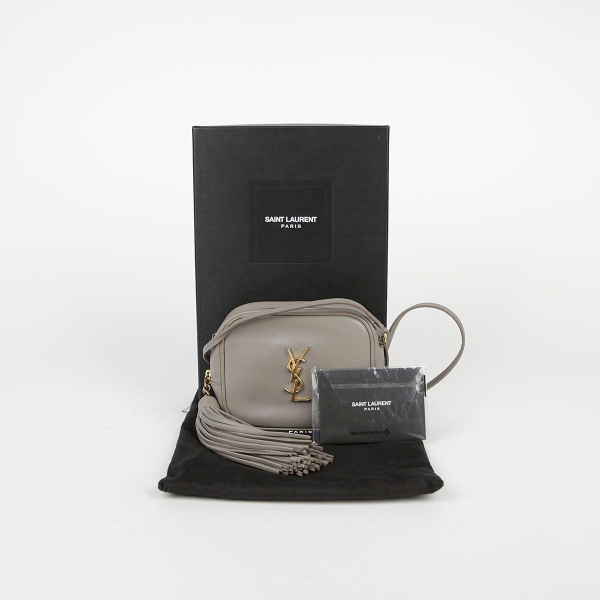 Saint Laurent Gray Leather Monogram Blogger Shoulder & Crossbody Bag 425317