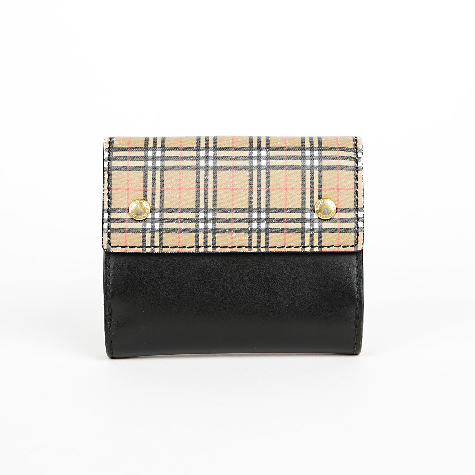 Burberry Black Leather Vintage Check Luna Wallet 4077856