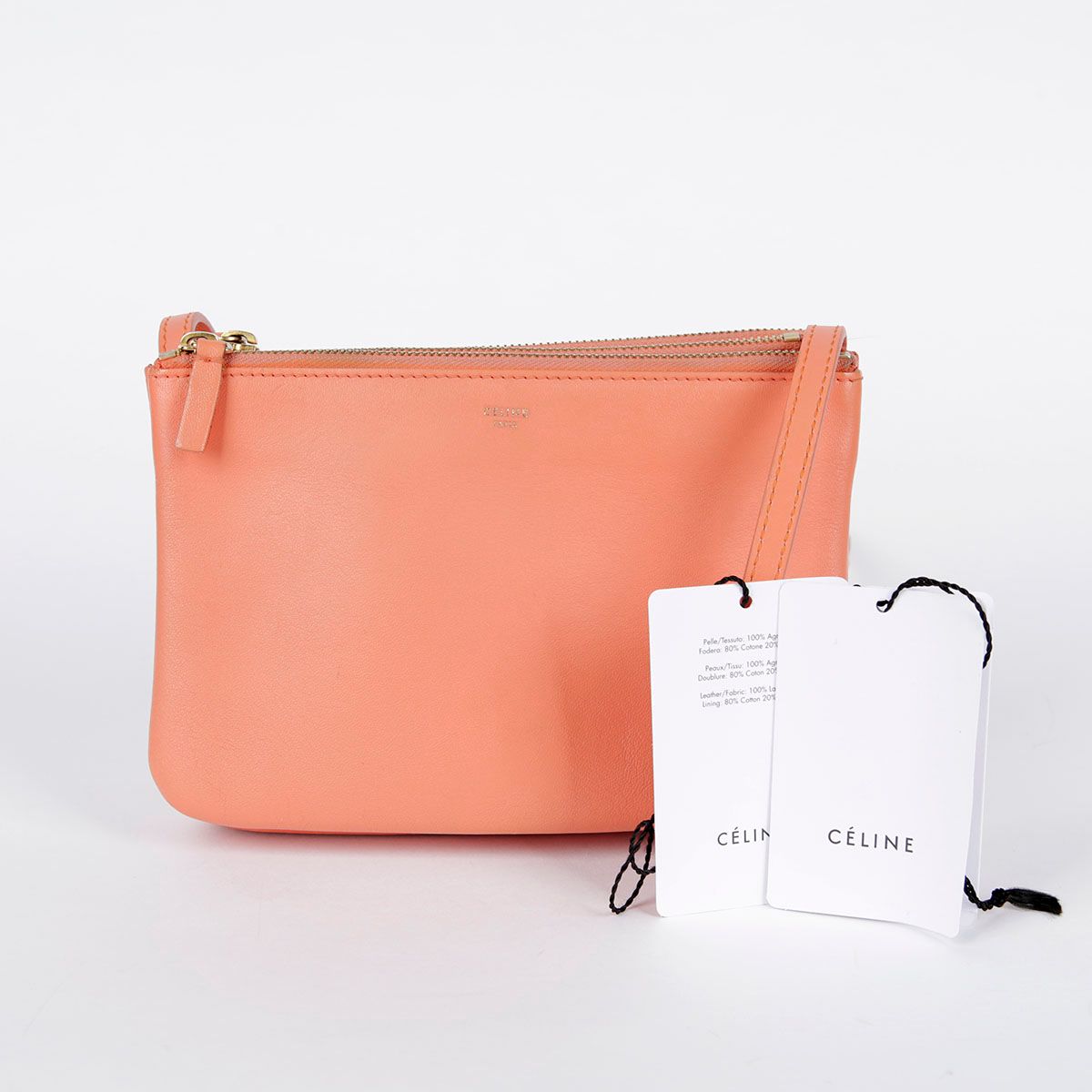 Celine 165113 Medium Pink Leather Trio Crossbody Bag