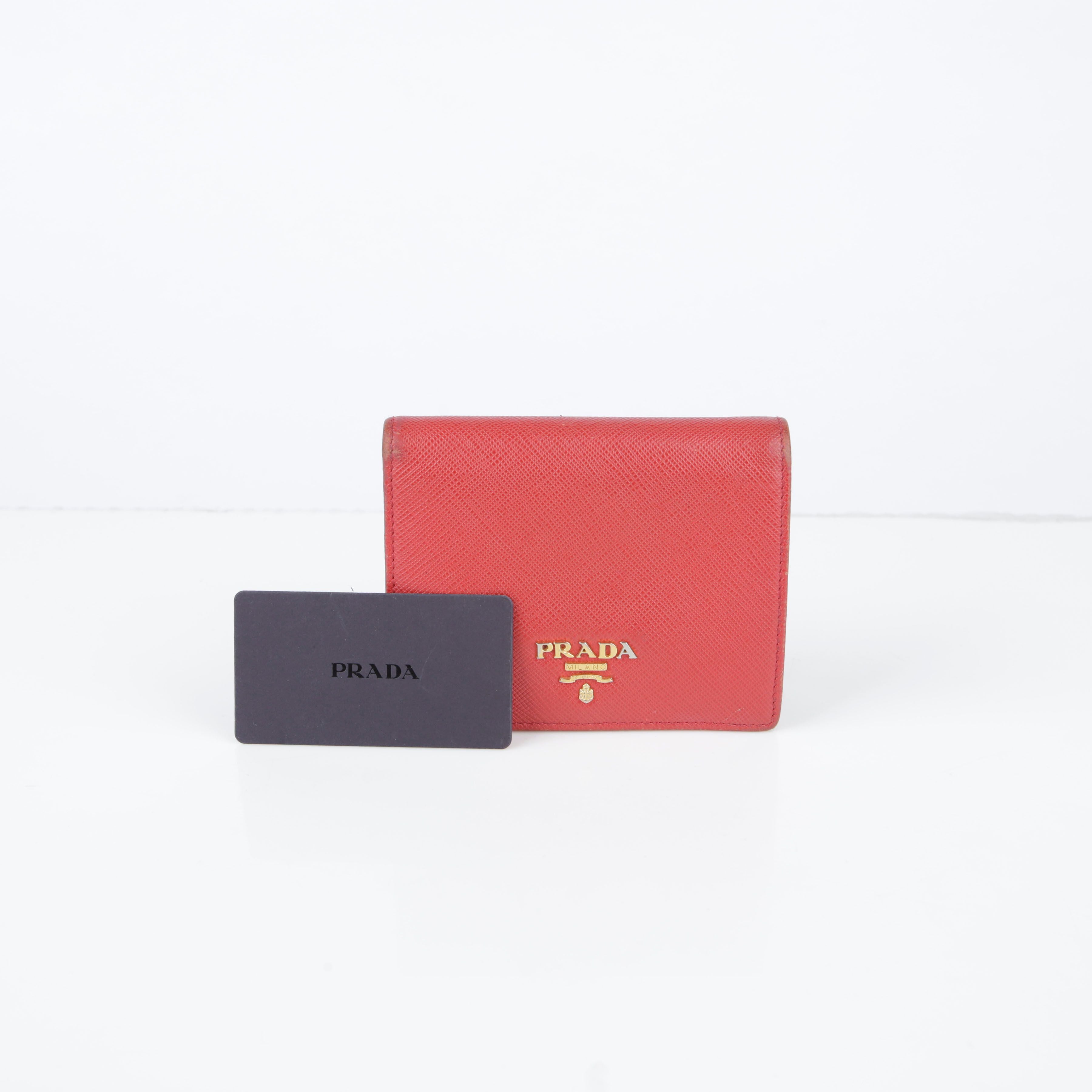 Prada Red Saffiano Leather Wallet 1MV204