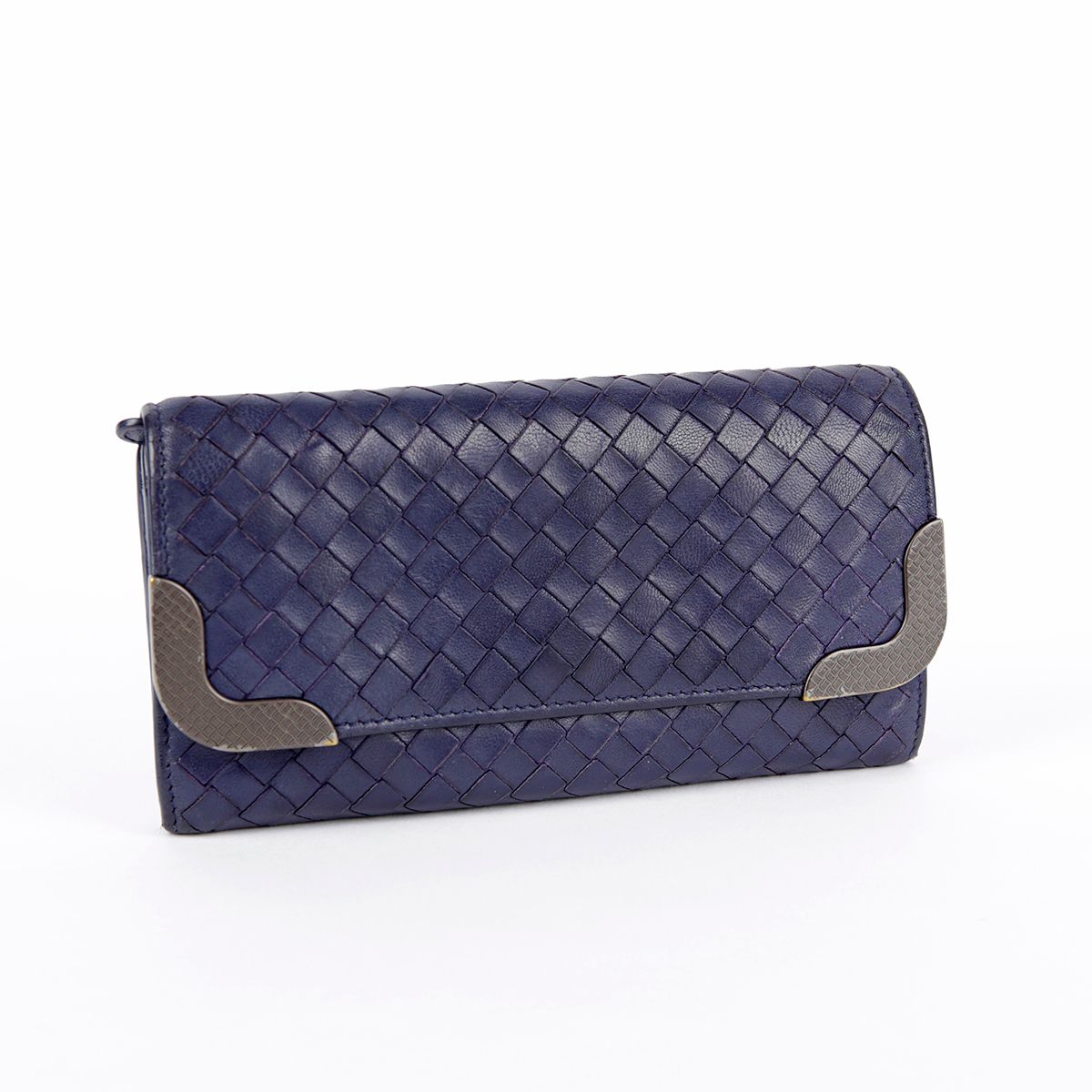Bottega Veneta Navy Color Intricato Leather Wallet SKU123
