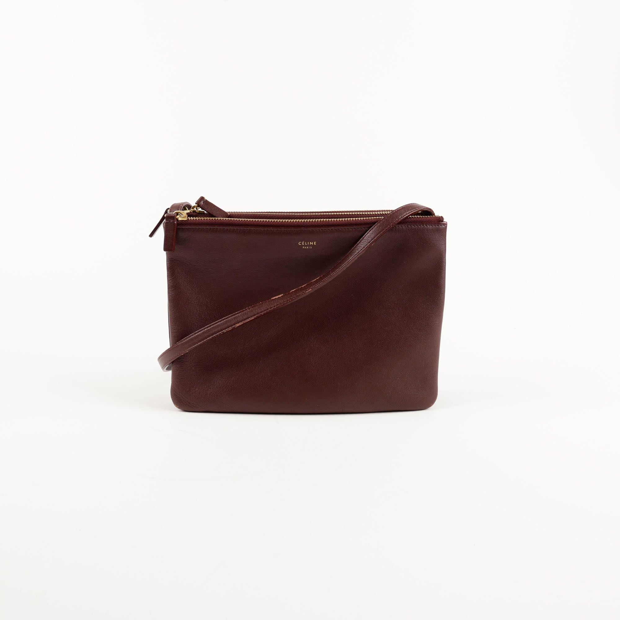 Celine Burgundy Leather Trio Crossbody Bag 187613