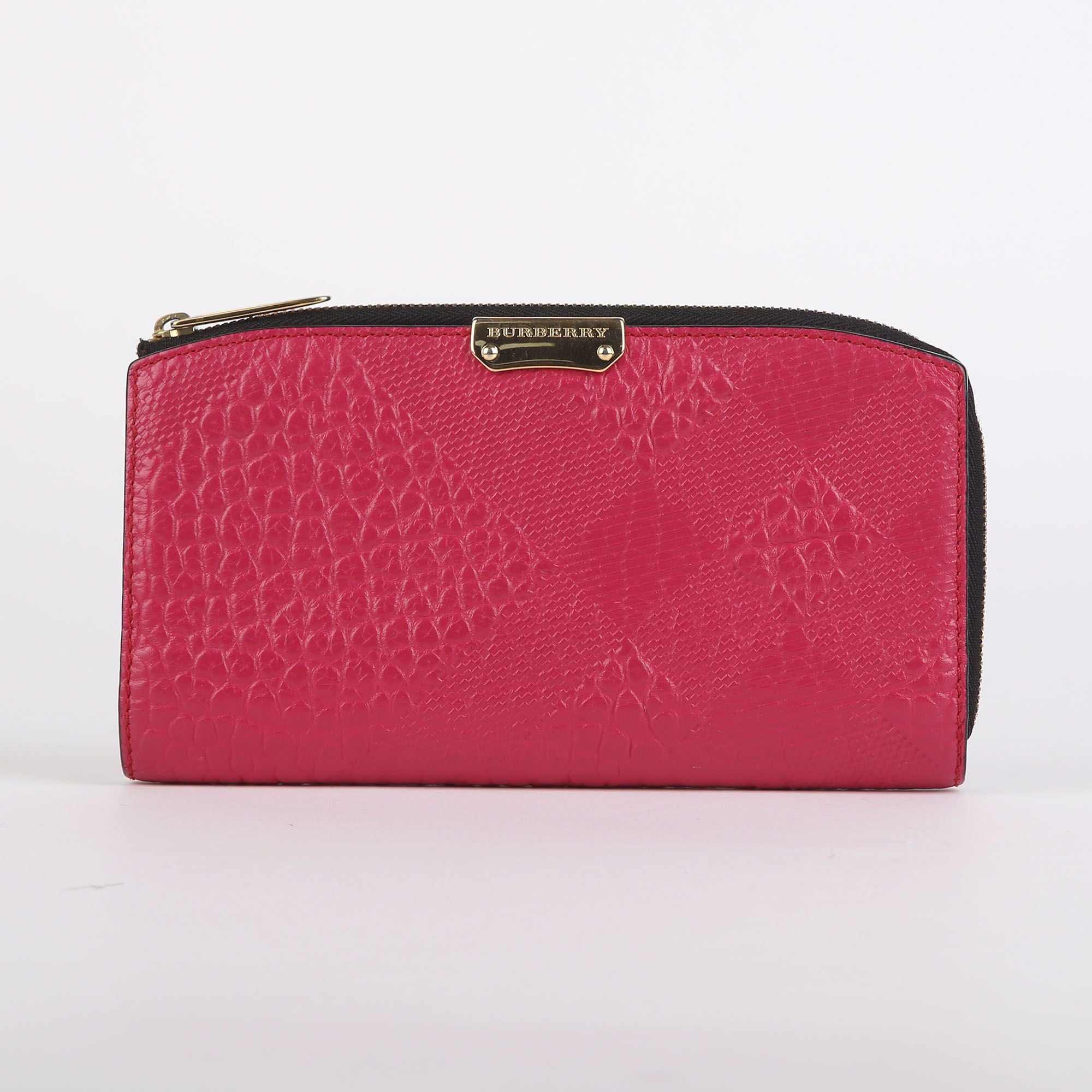 Burberry Pink Leather Zip-Around Long Wallet SKU123456