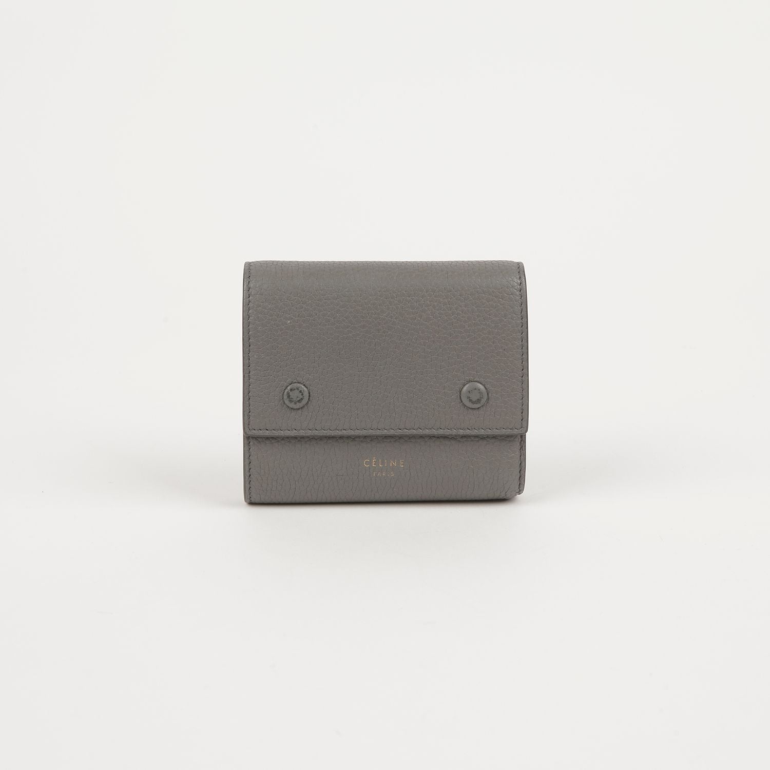 Celine Gray Leather Tri-fold Wallet SKU12345