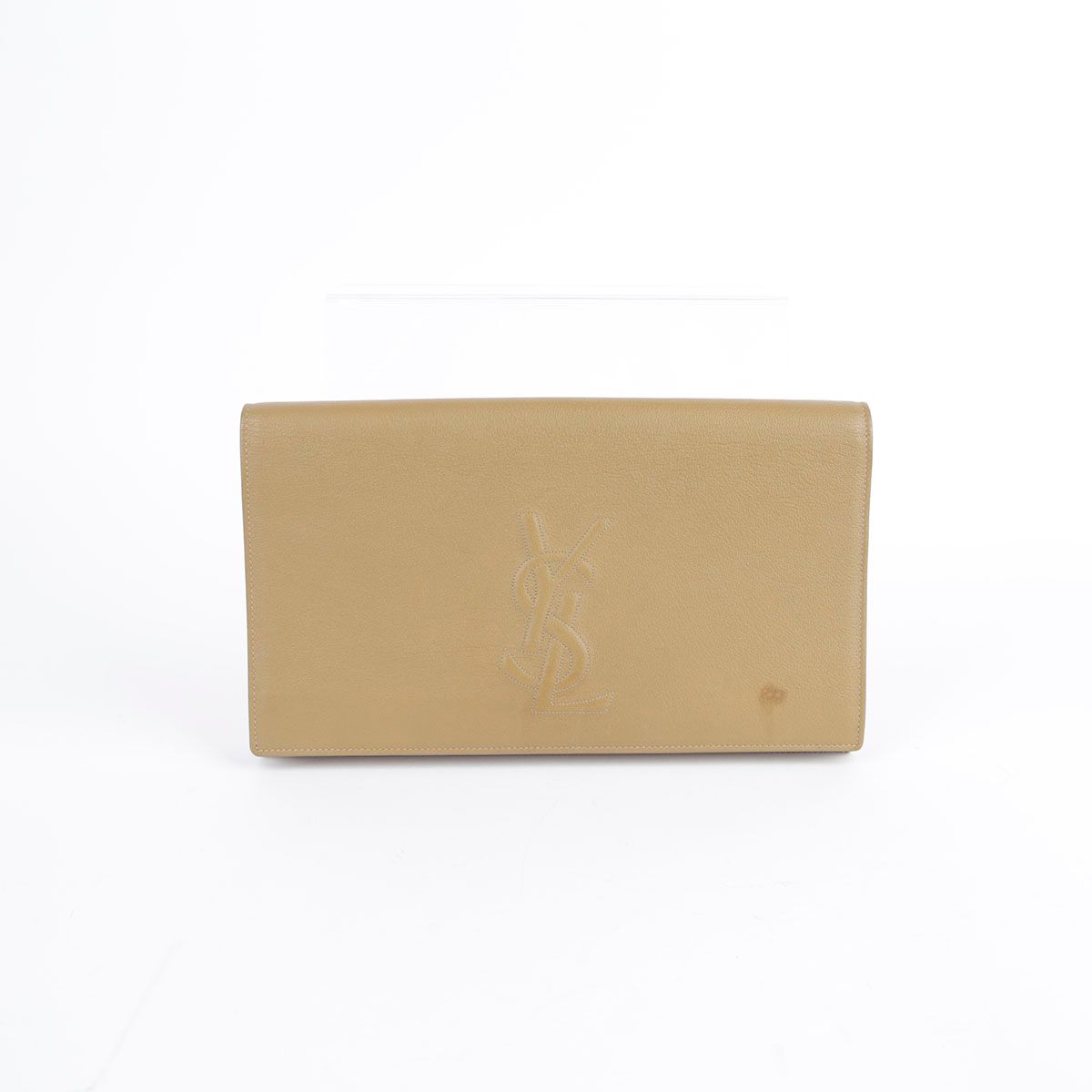 Saint Laurent Beige Leather Velour Flap Clutch 361120